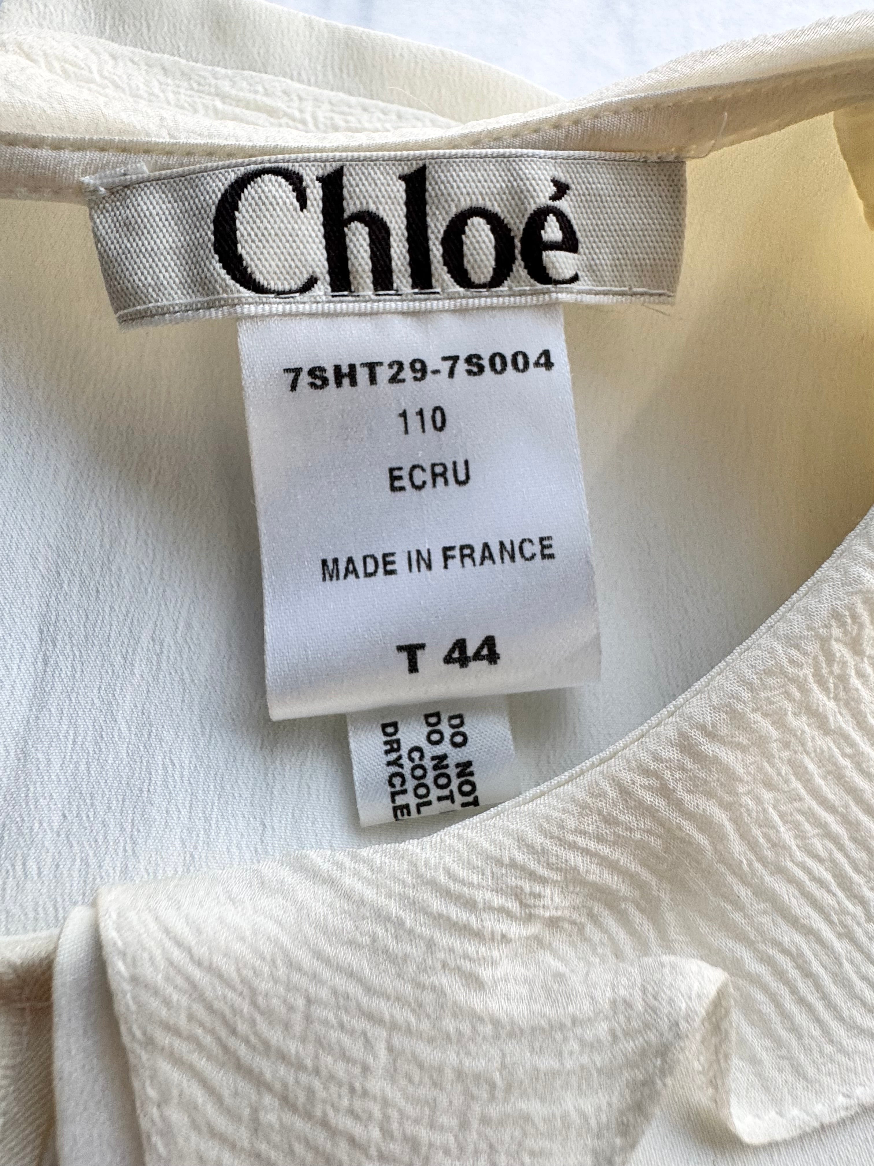 Chloé Spring 2007 Ecru Silk Blend Scallop Trim Sleeveless Blouse - AU12