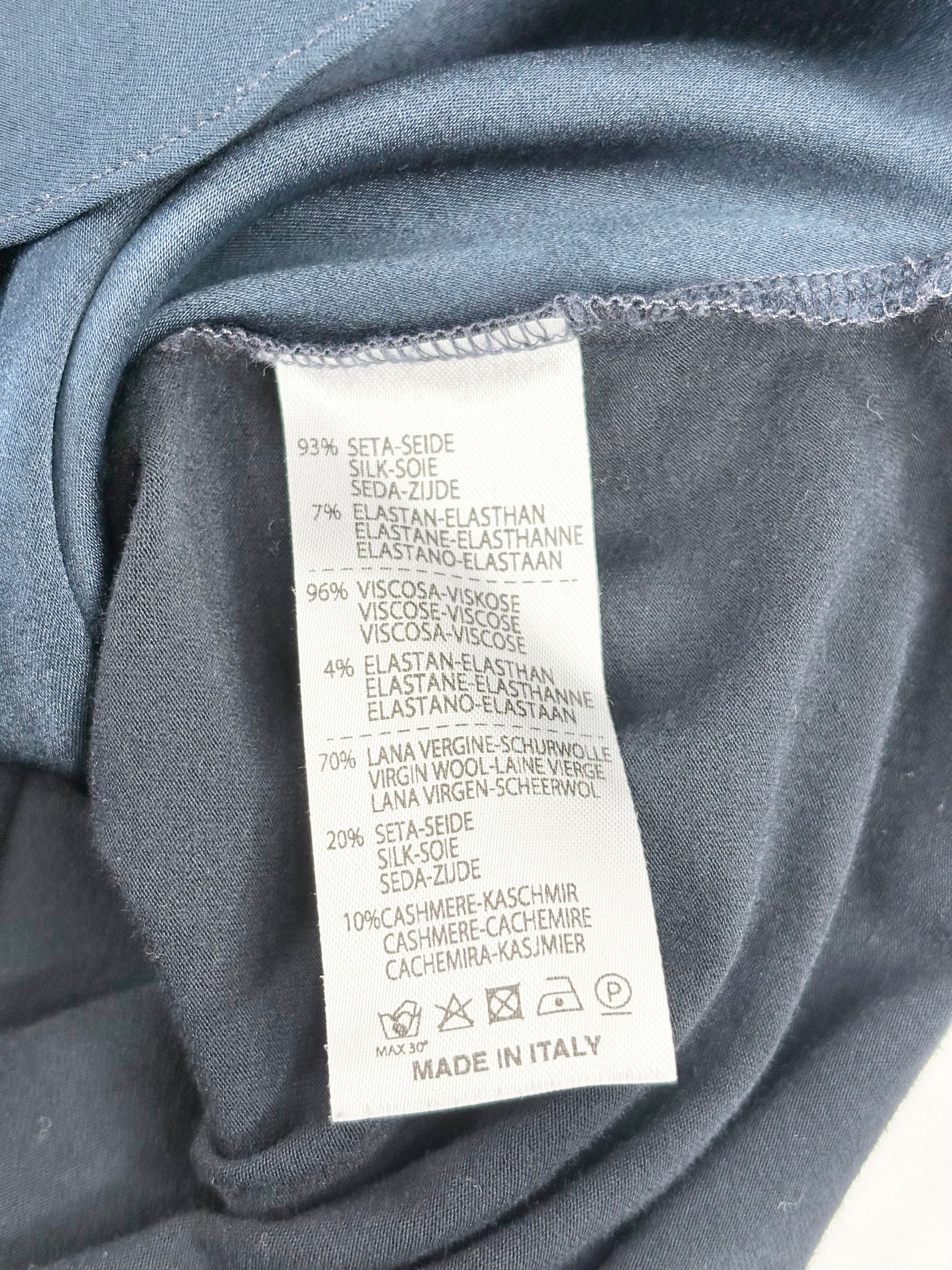 Le Tricot Perugia Navy Blue Silk Top - AU12/14