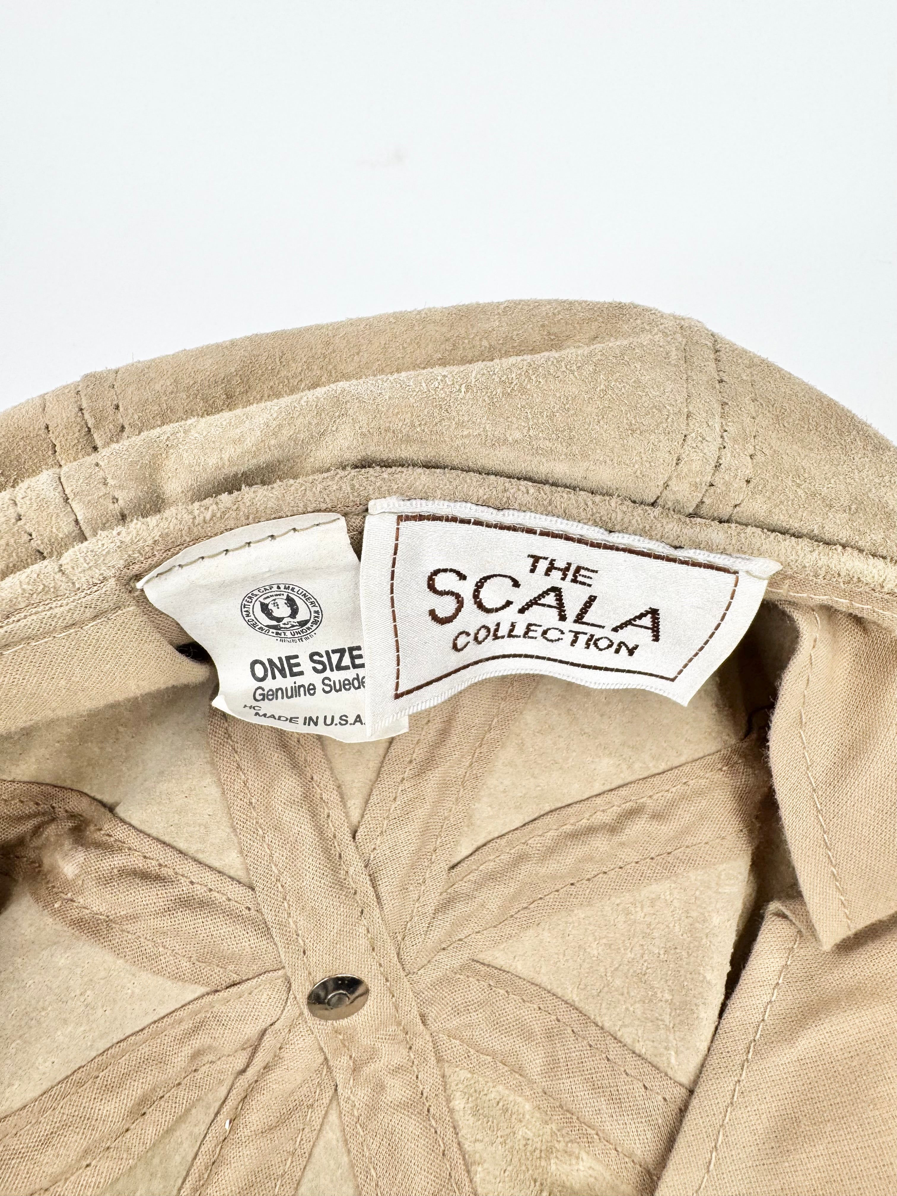 Vintage Scala Bone Suede Flat Cap