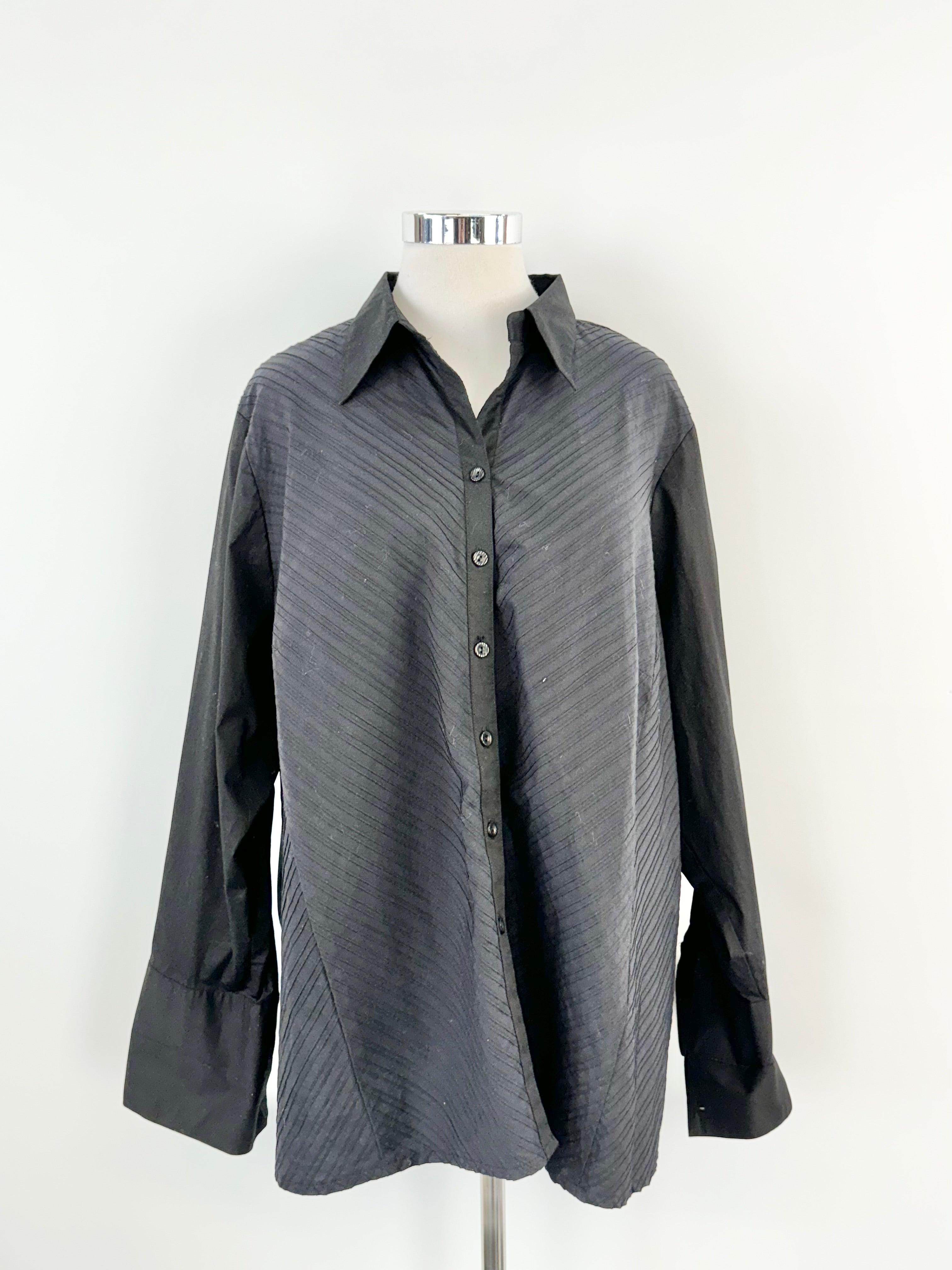E the Label Black Pintuck Oversized Blouse - AU14
