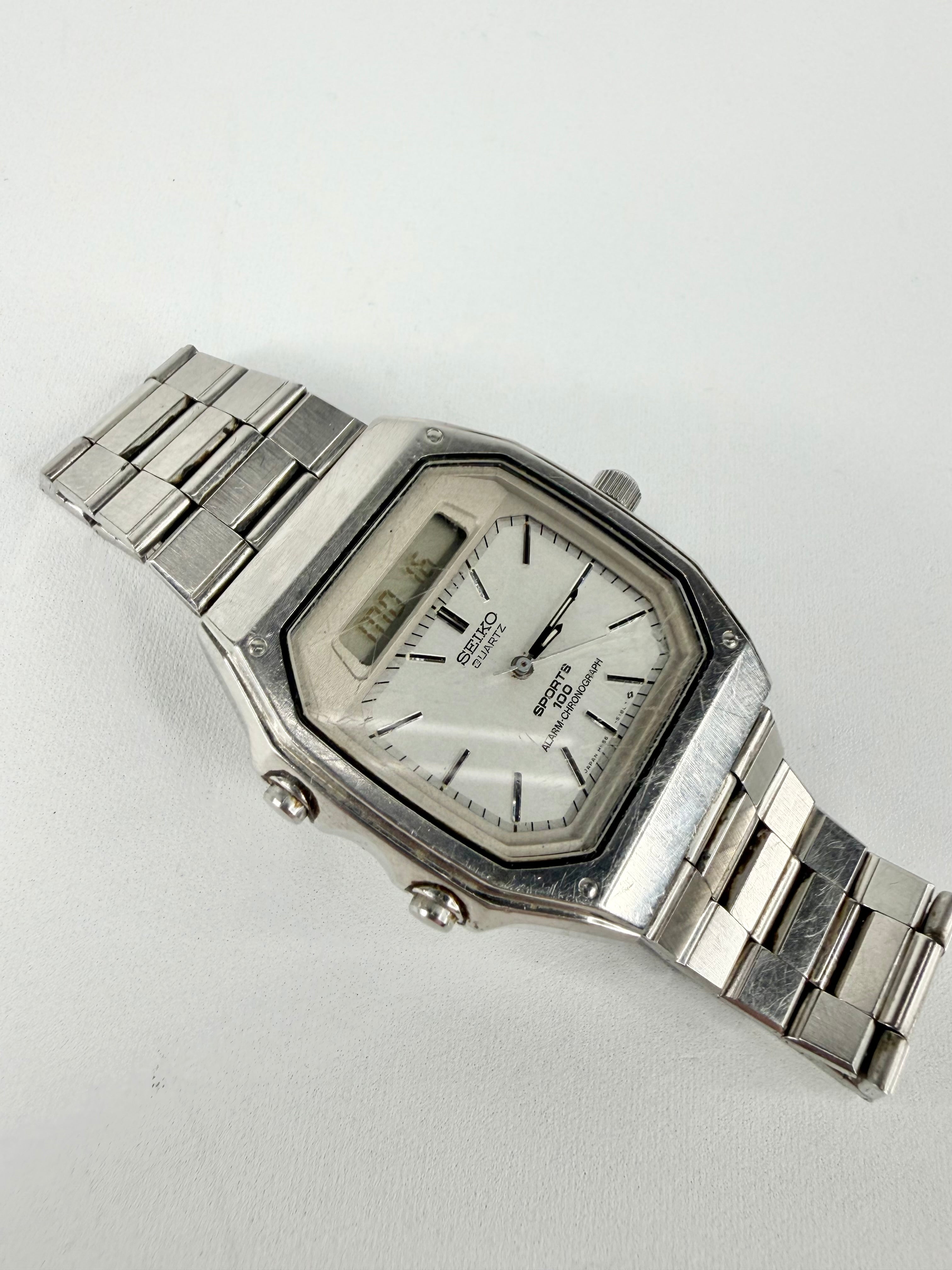 Vintage Seiko Sports 100 Alarm Chronograph Watch