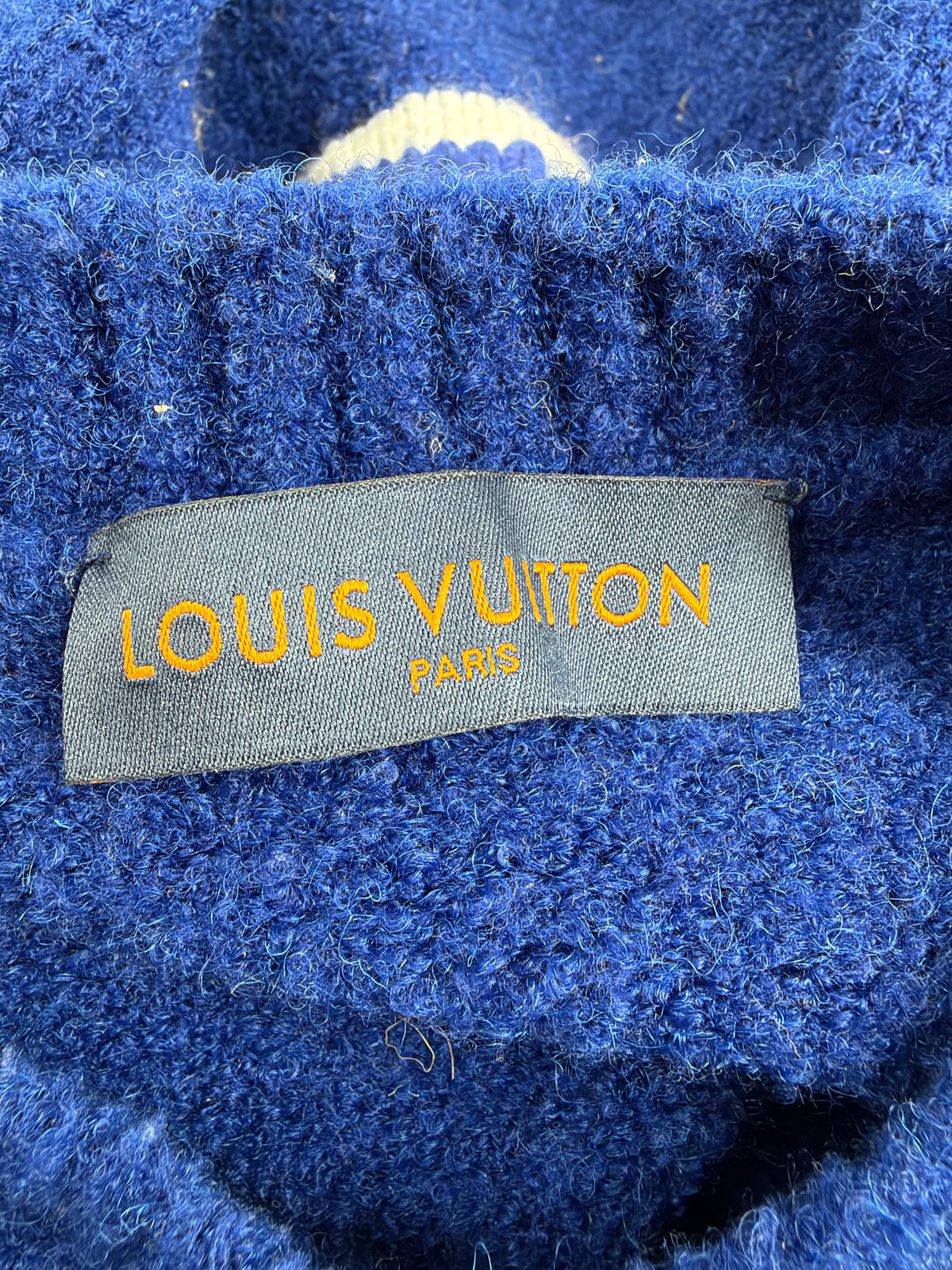 Louis Vuitton Abloh Era 2020 LV Intarsia Blue Crew Neck Sweater - M