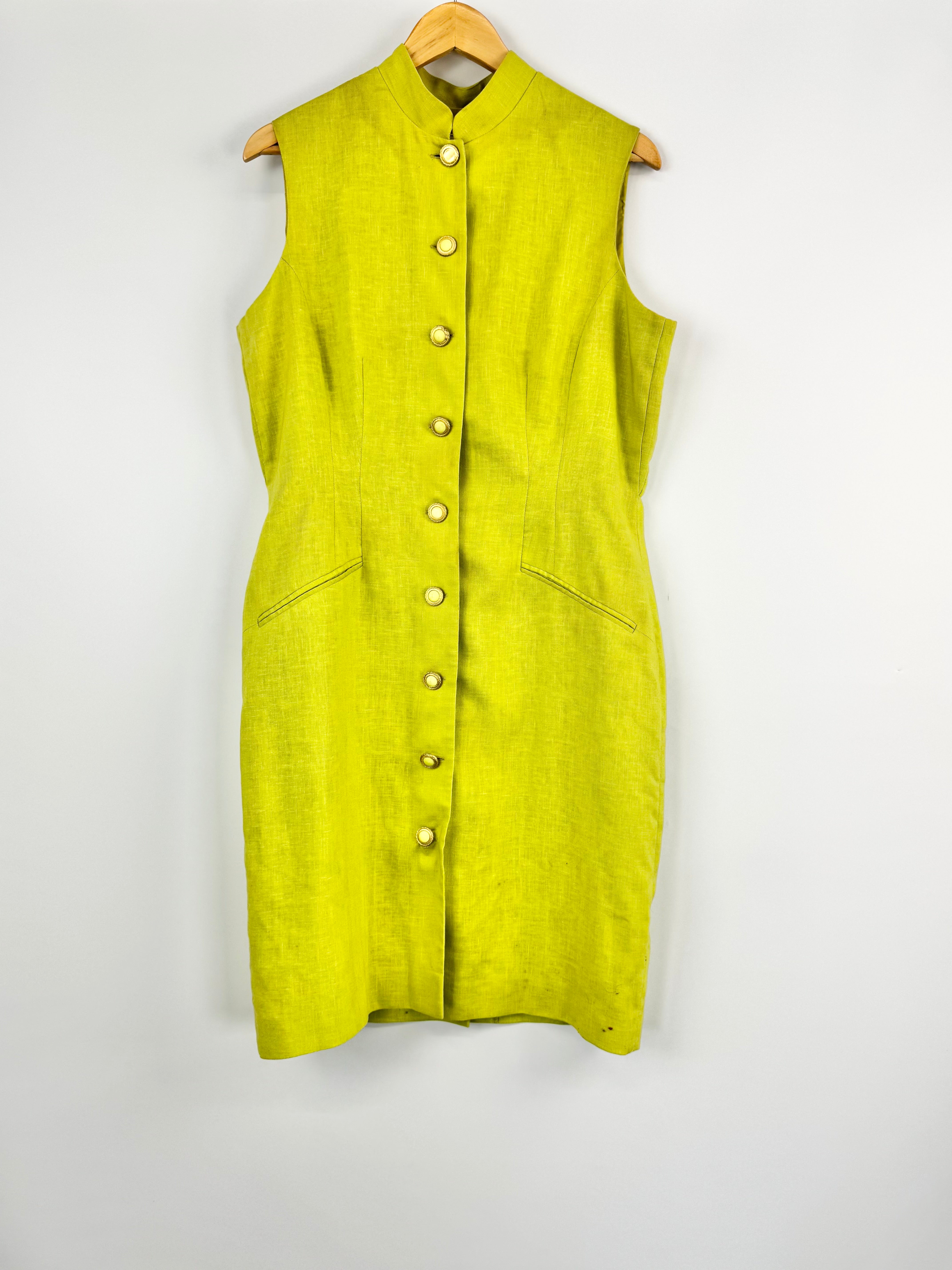 Anthea Crawford Lime Green Sleeveless Midi Dress - AU16