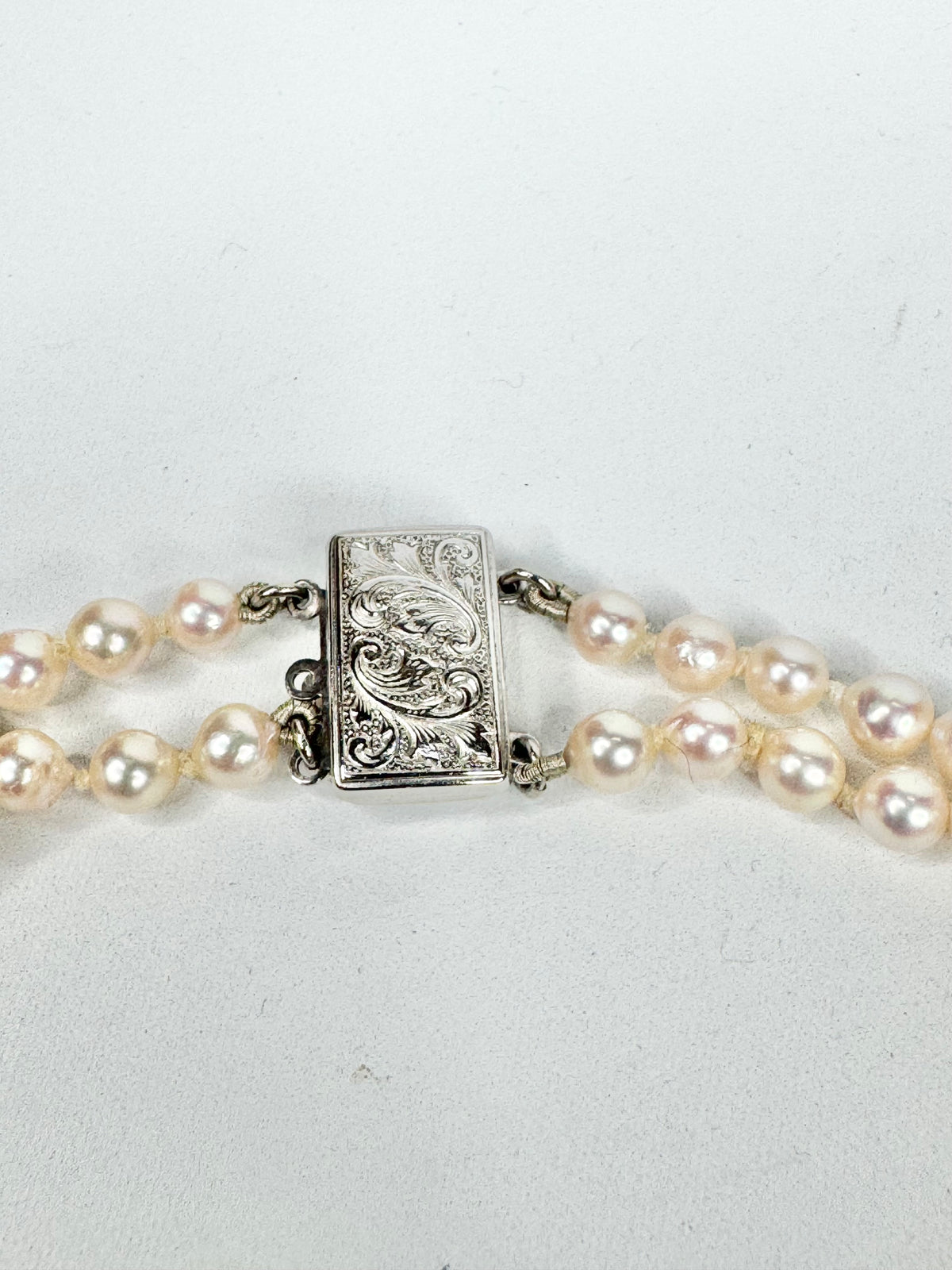 Double Layer Pearl & Silver Choker