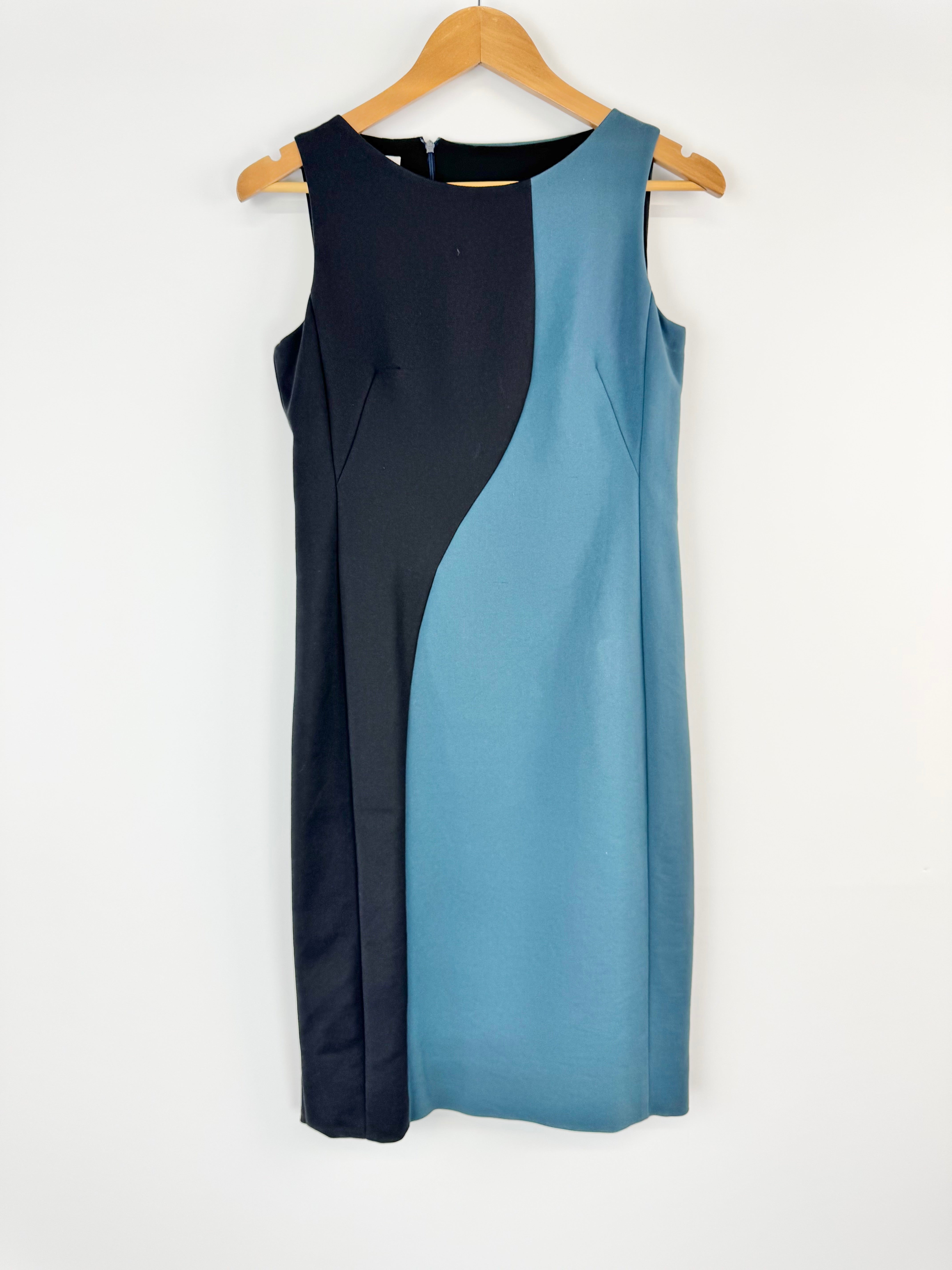 AKRIS Punto Blue & Black Midi Dress - AU10