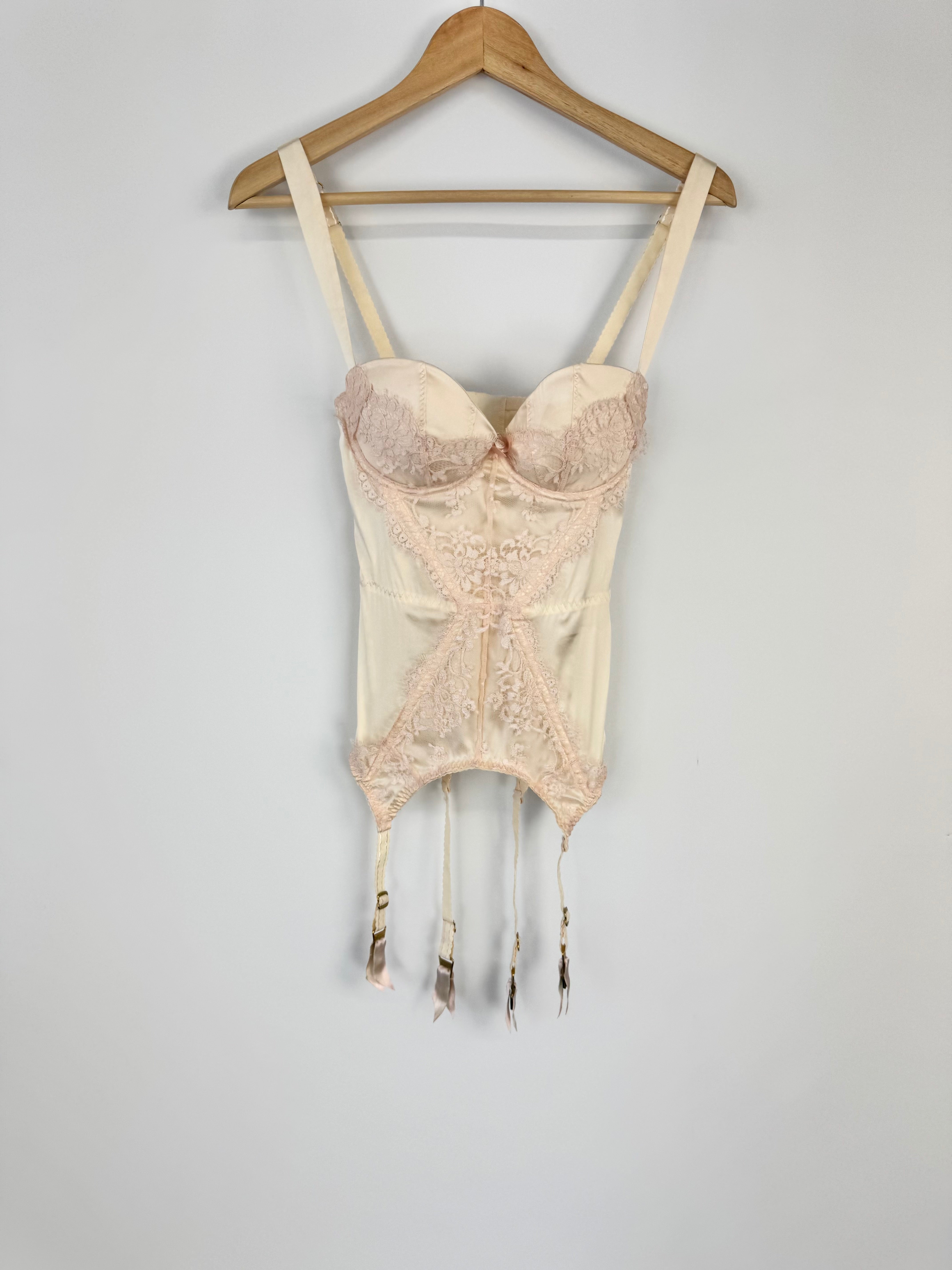 Agent Provocateur 'Abbey Basque Pink & Cream' Corset NWT - 32D