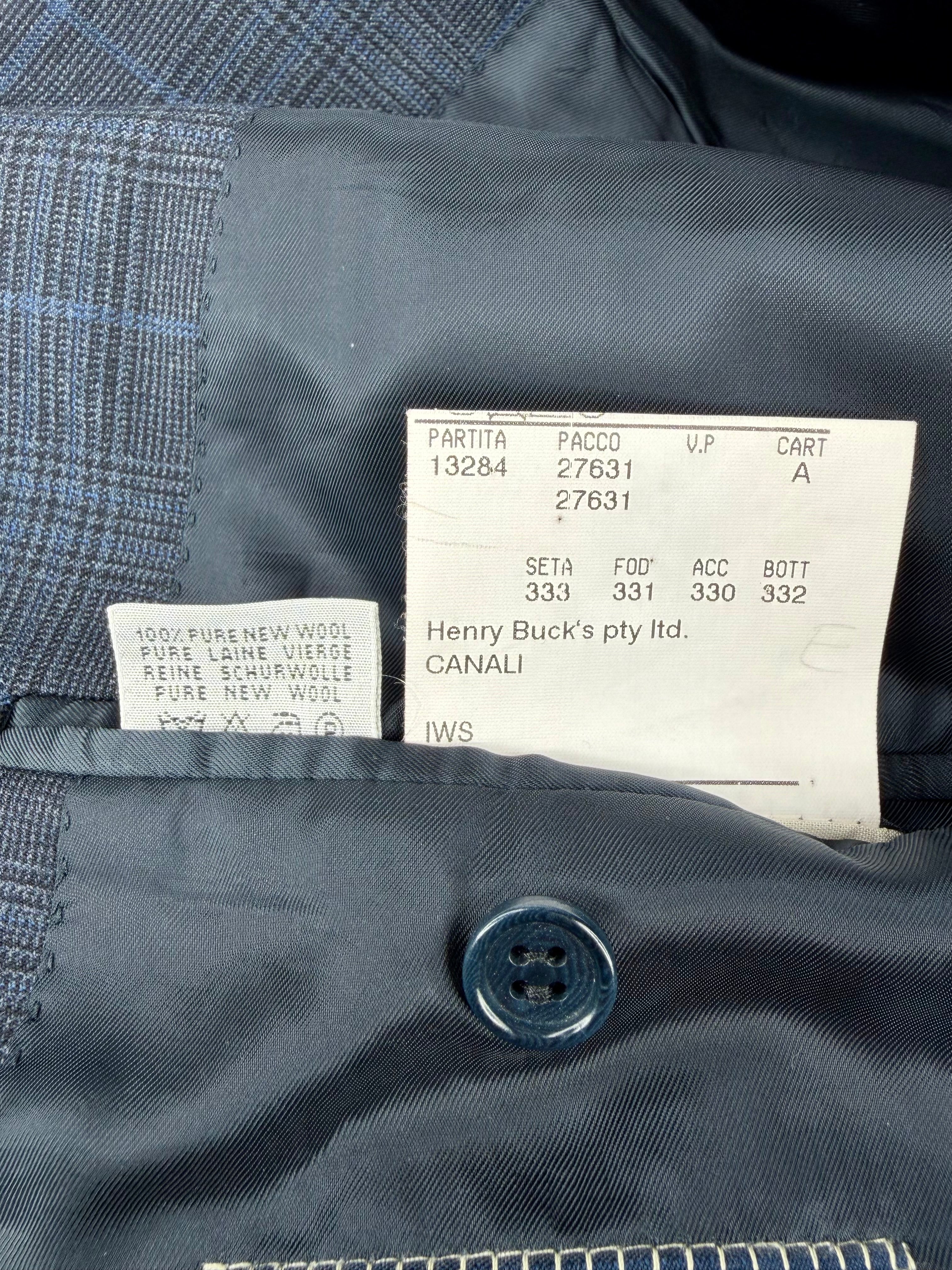 Canali Midnight Blue Checked Suit Jacket - 52R