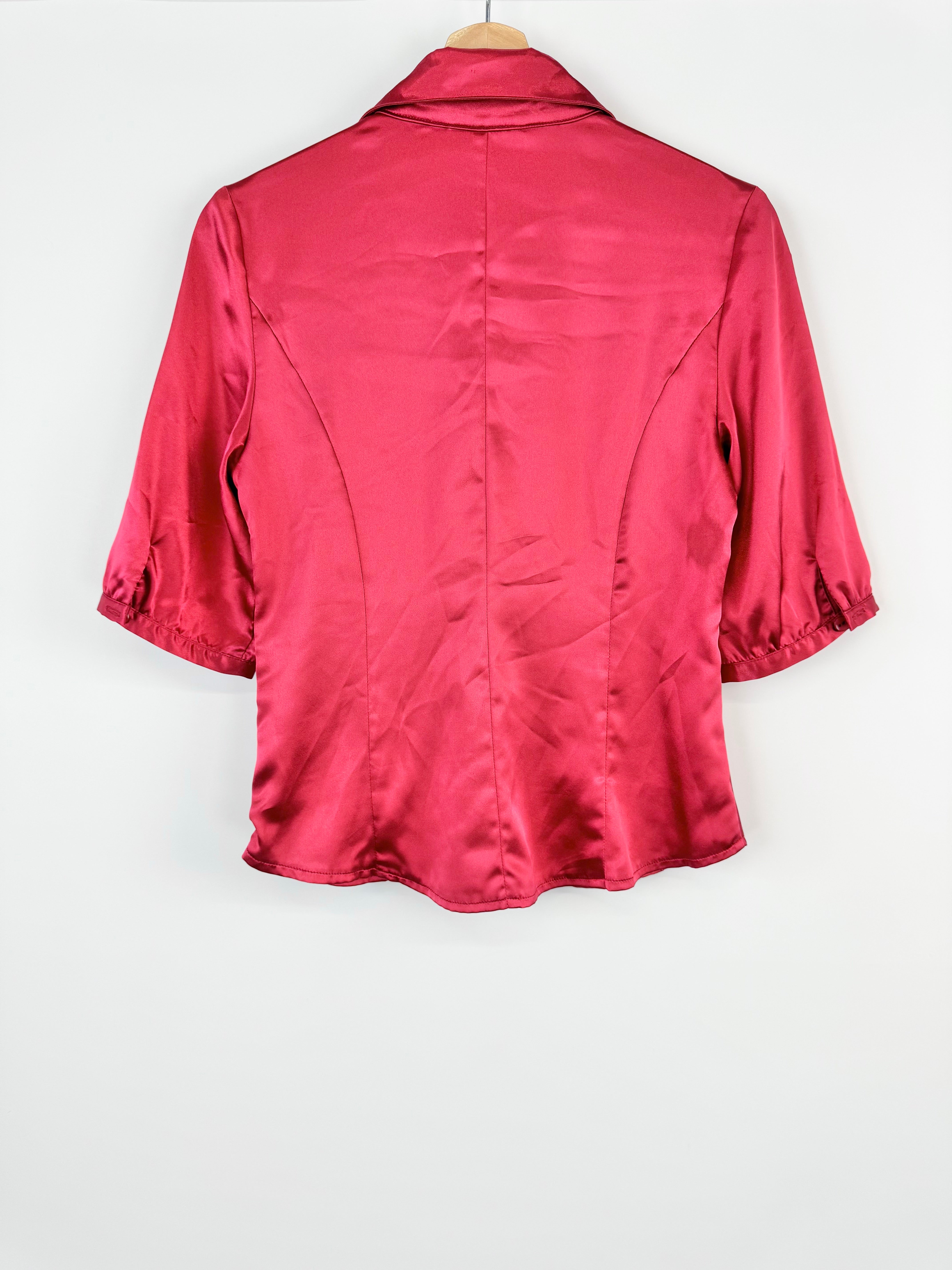 VINTAGE RIKI NATHAN RED SATIN TOP - AU12