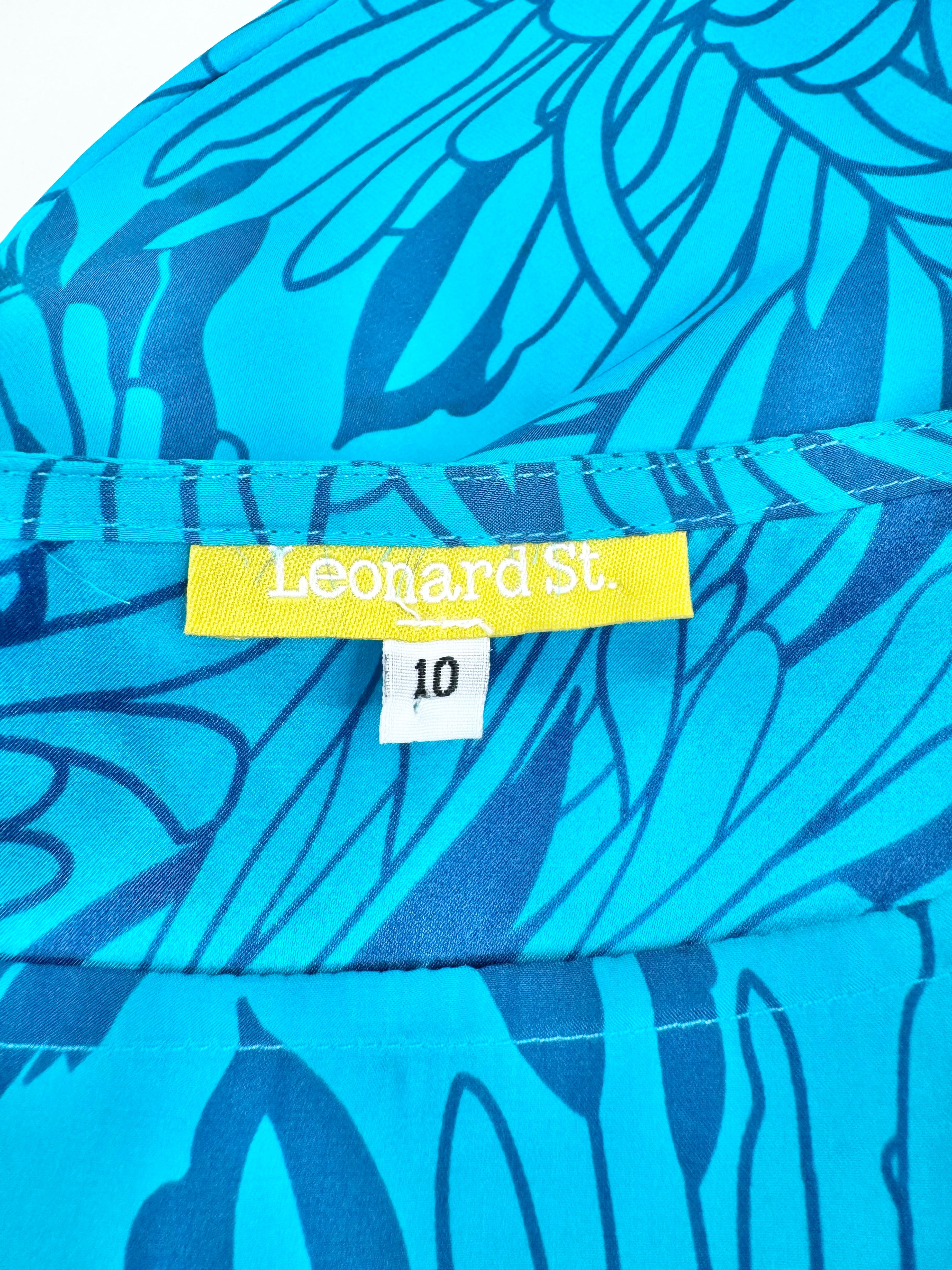 Leonard St Bright Blue Silk Floral Tunic - AU10