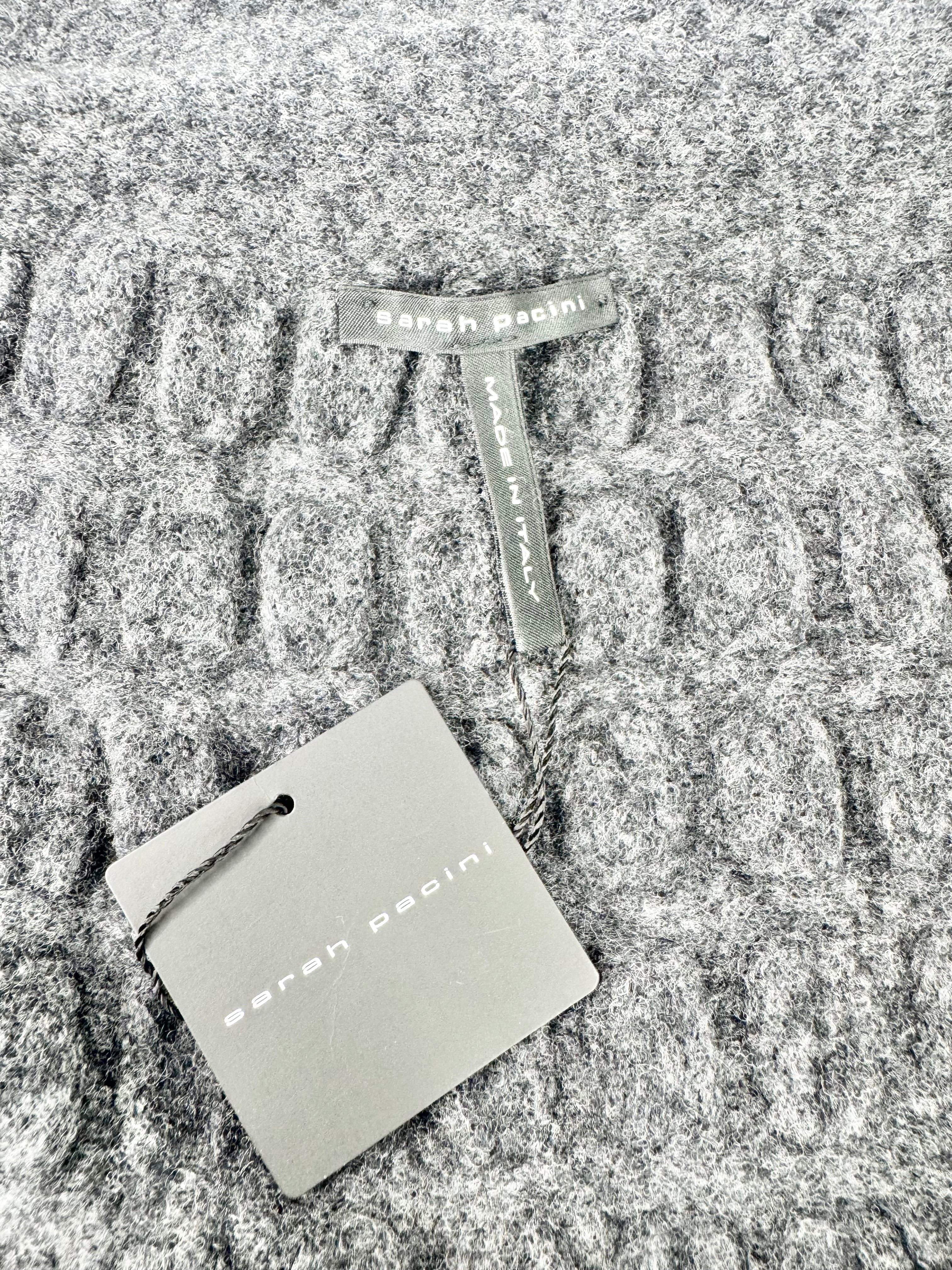 Sarah Pacini Grey Wool Long Sleeve Crop Top NWT - AU6/8