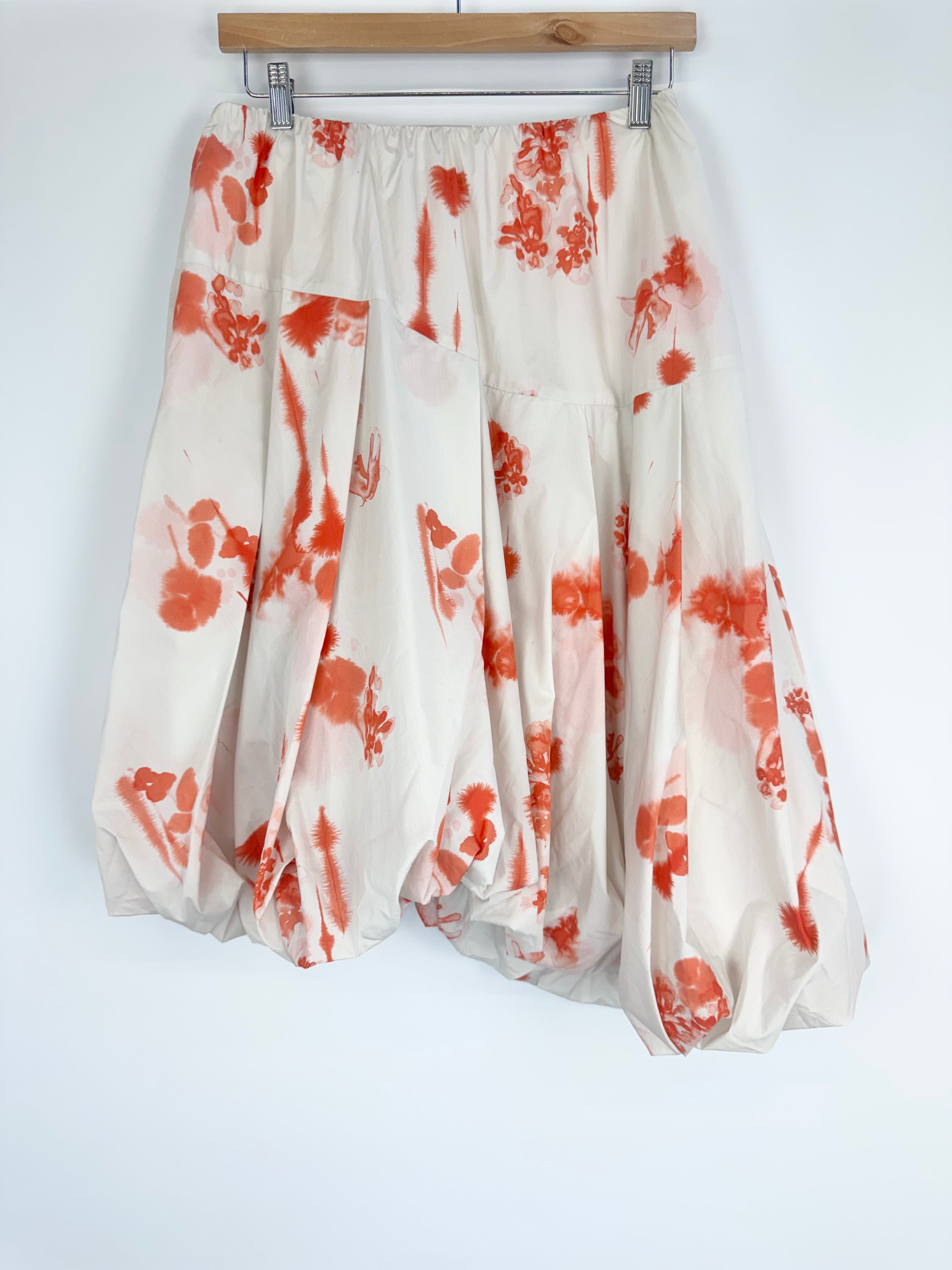 Lee Mathews White Watercolour Flour Patterned 'Fleur' Bubble Skirt NWT - AU10