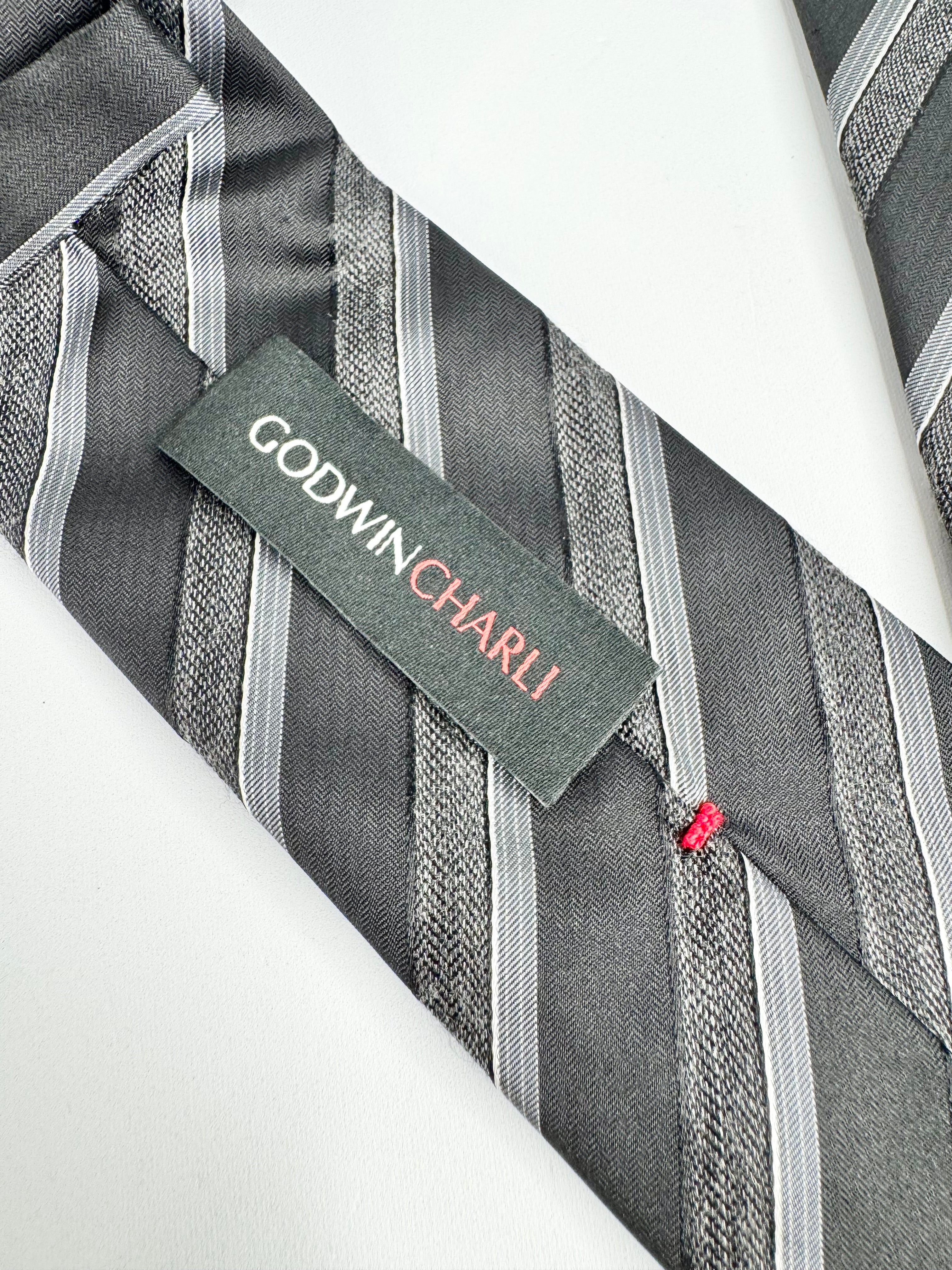 Godwin Charli Grey and Black Stripped Tie