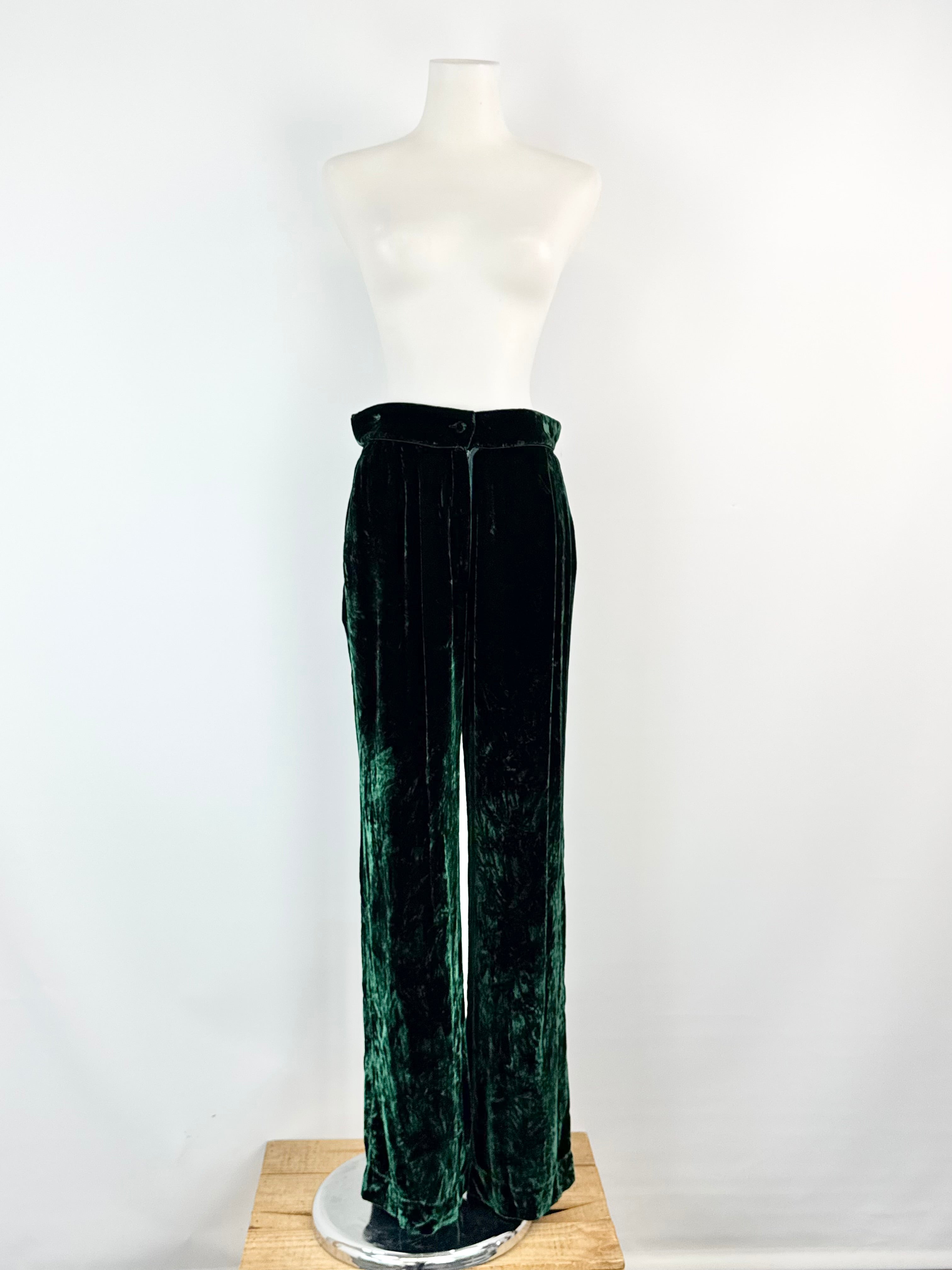 Sleep with Jacques Forest Green Crushed Velvet Slacks - AU8