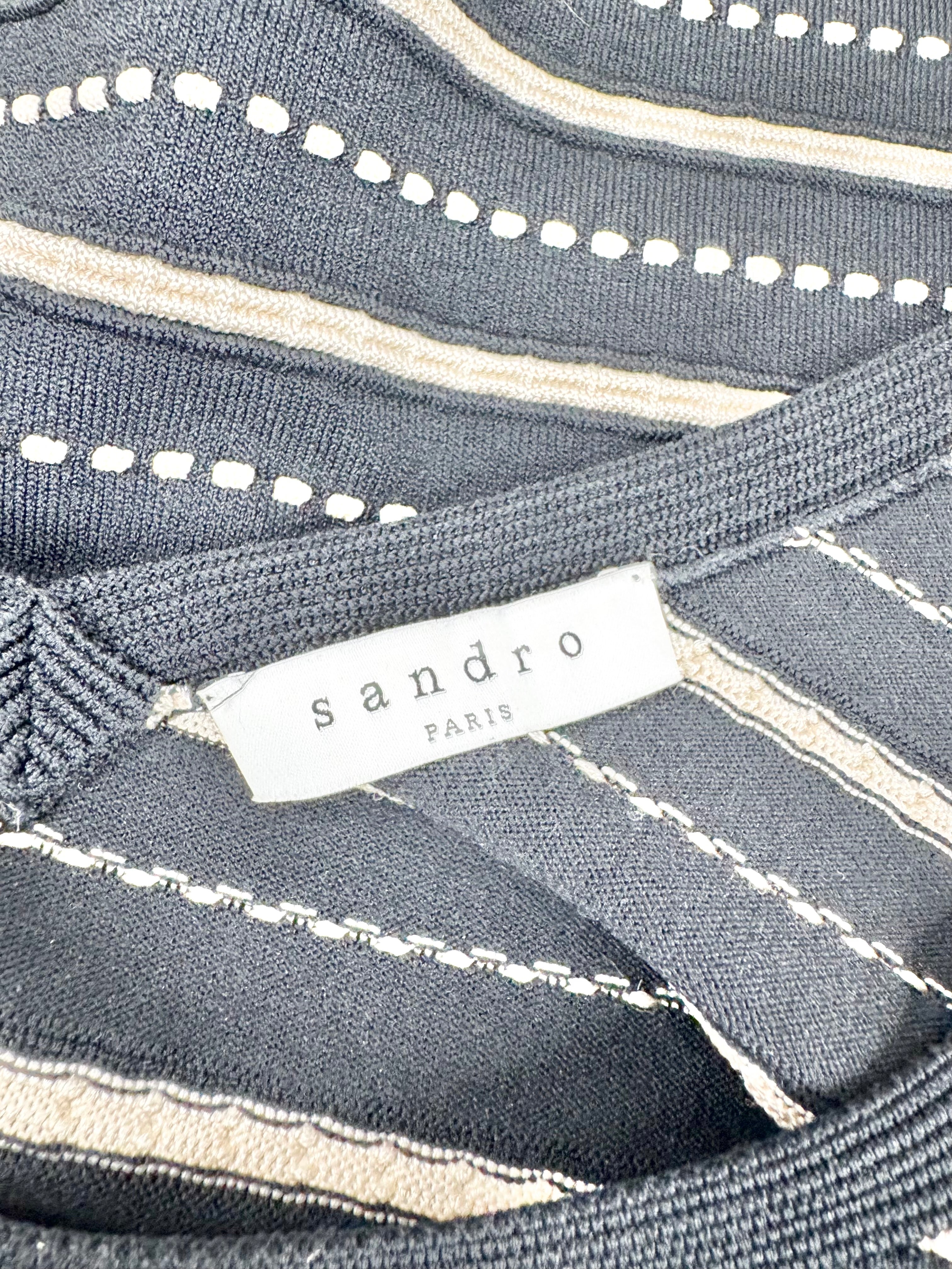 Sandro Black & Cream Rib Knit Top & Skirt 2 Pce Set - Au12