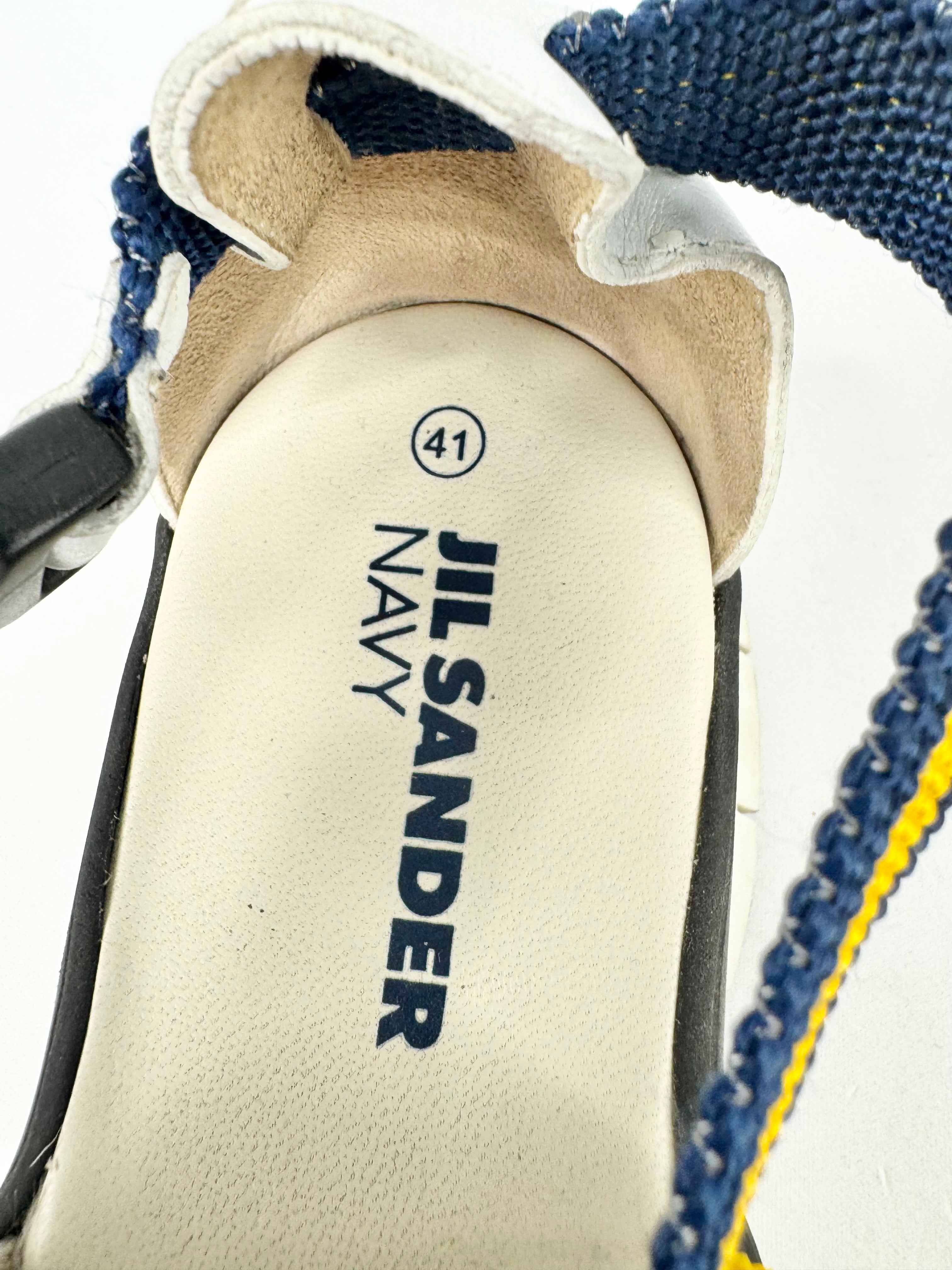 Jil Sander Navy White, Blue & Yellow Sandals - EU41