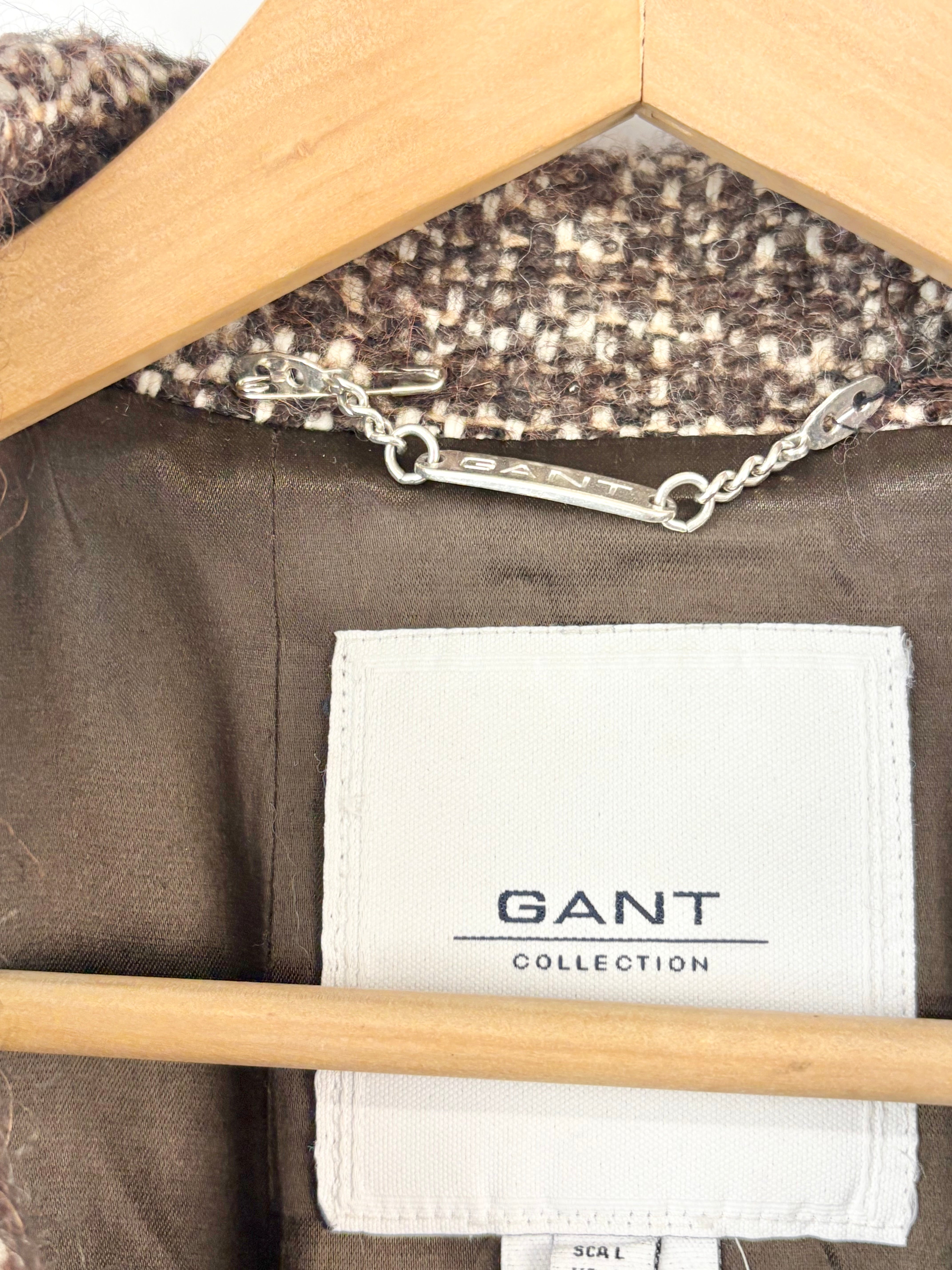 Gant Collection Cropped Earth-Toned Tweed Blazer - L