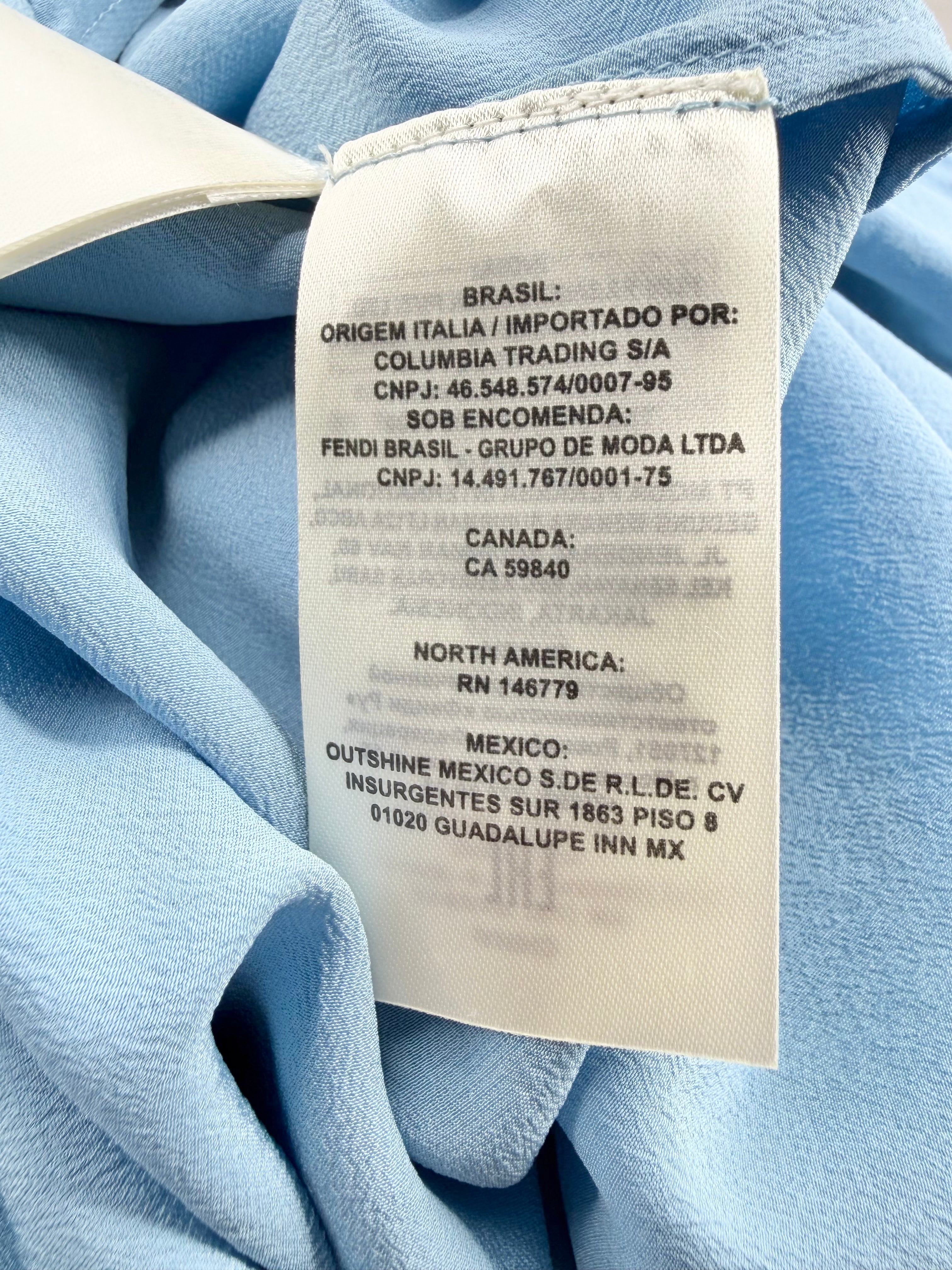 Fendi Sky Blue & Cream Silk Layered Pussy Bow Dress - AU6/8