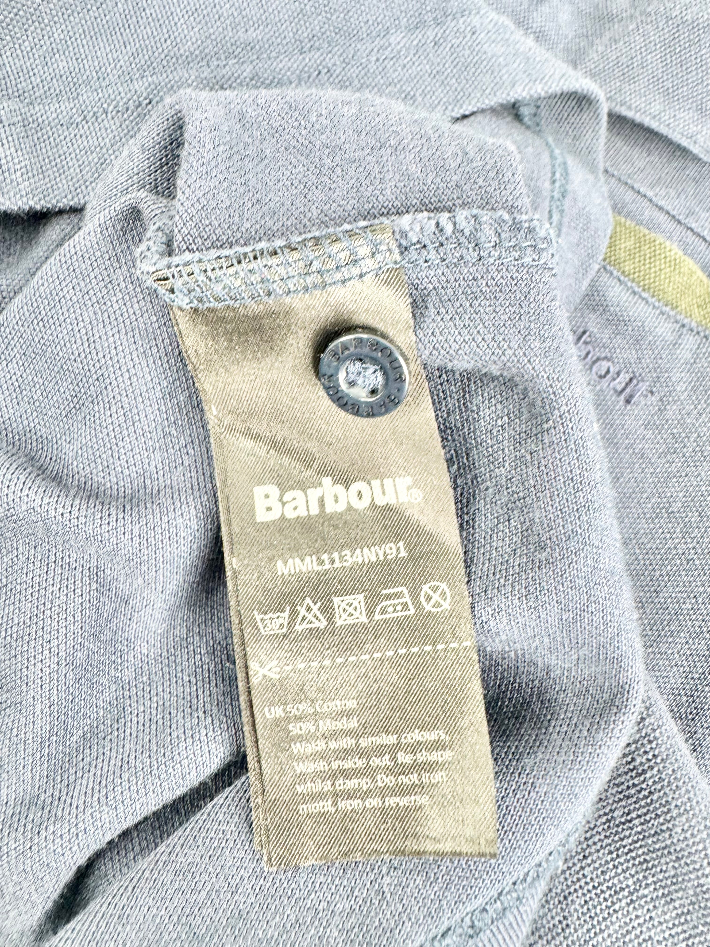 Barbour Navy Blue Cotton Blend Polo Top - L