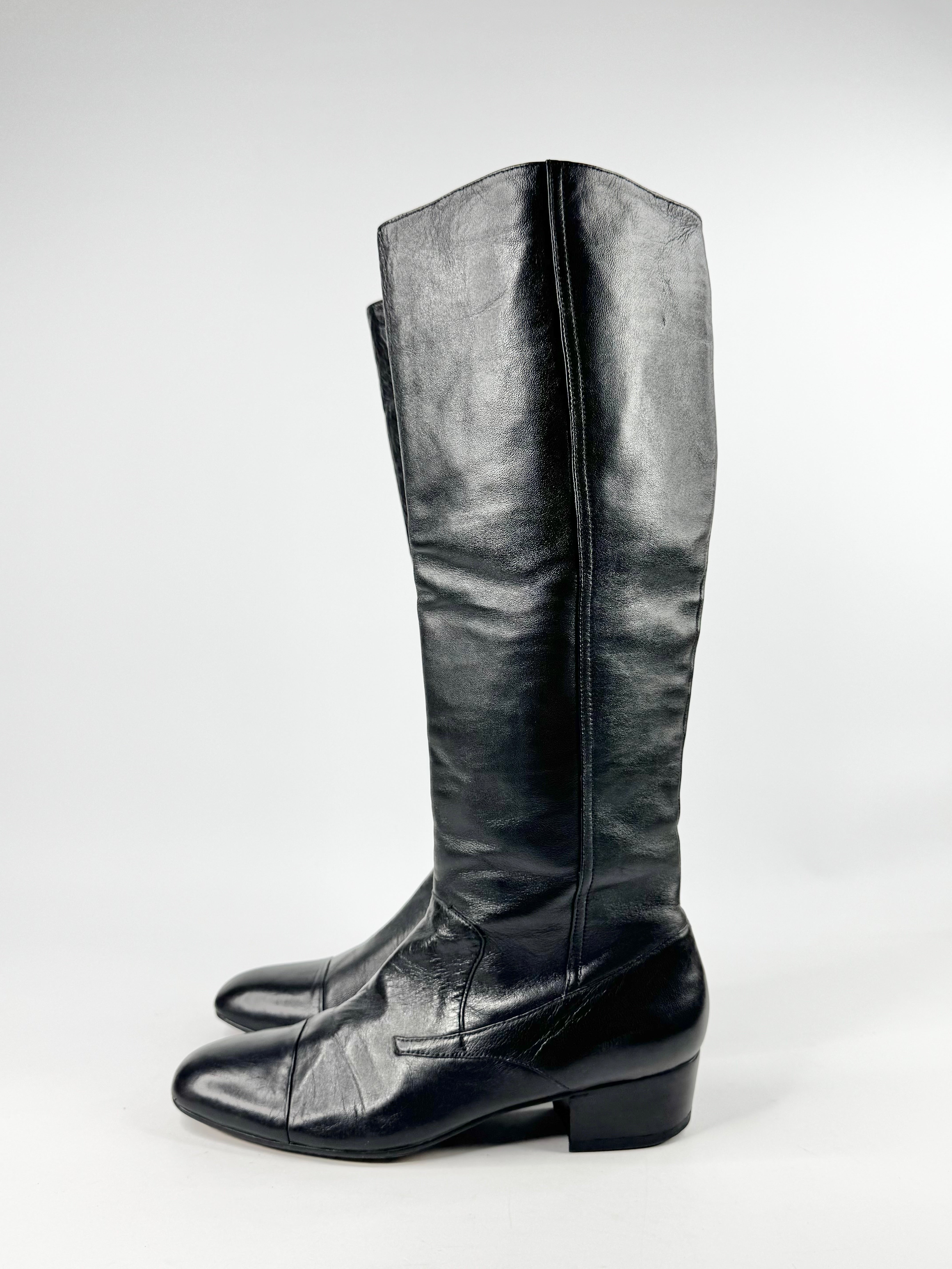 Sachi Black Knee High Ankle Boots - EU40