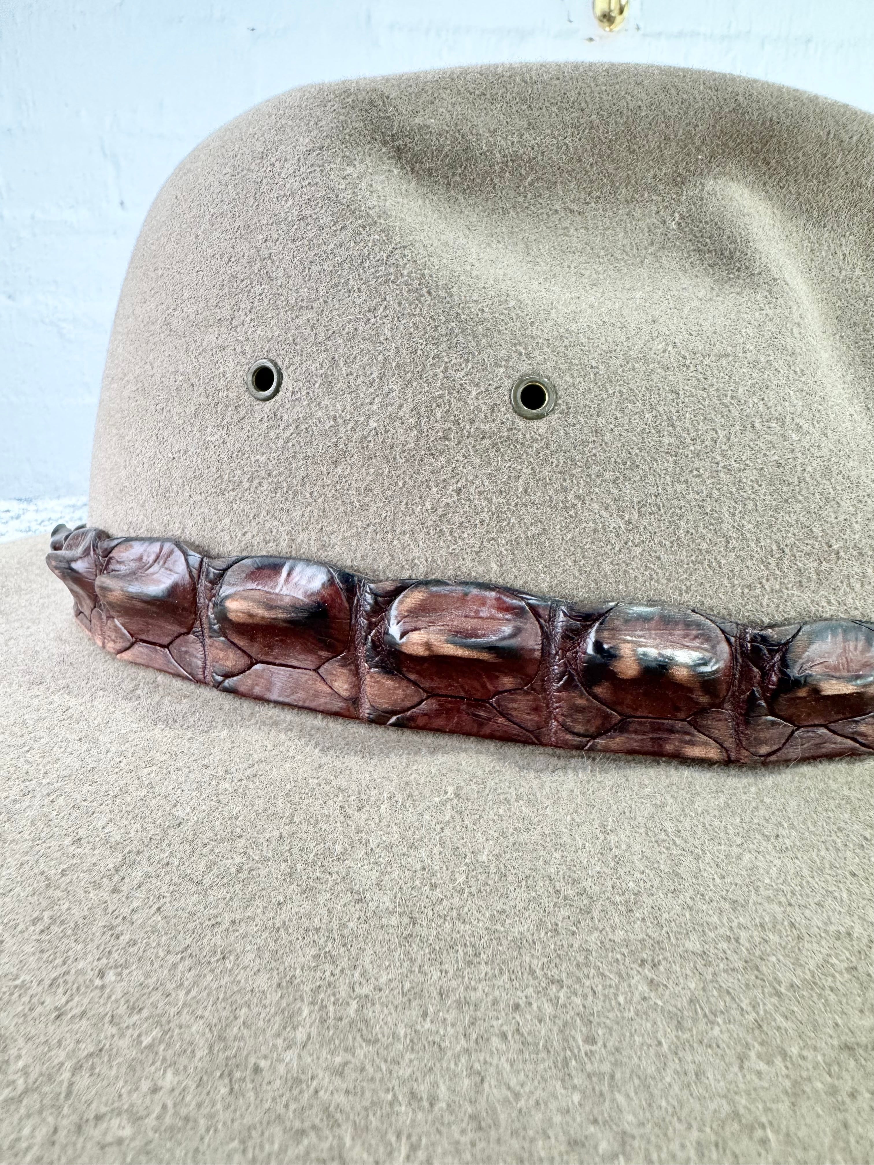Akubra Taupe 'Coolabah' Croc Trim Hat - 62