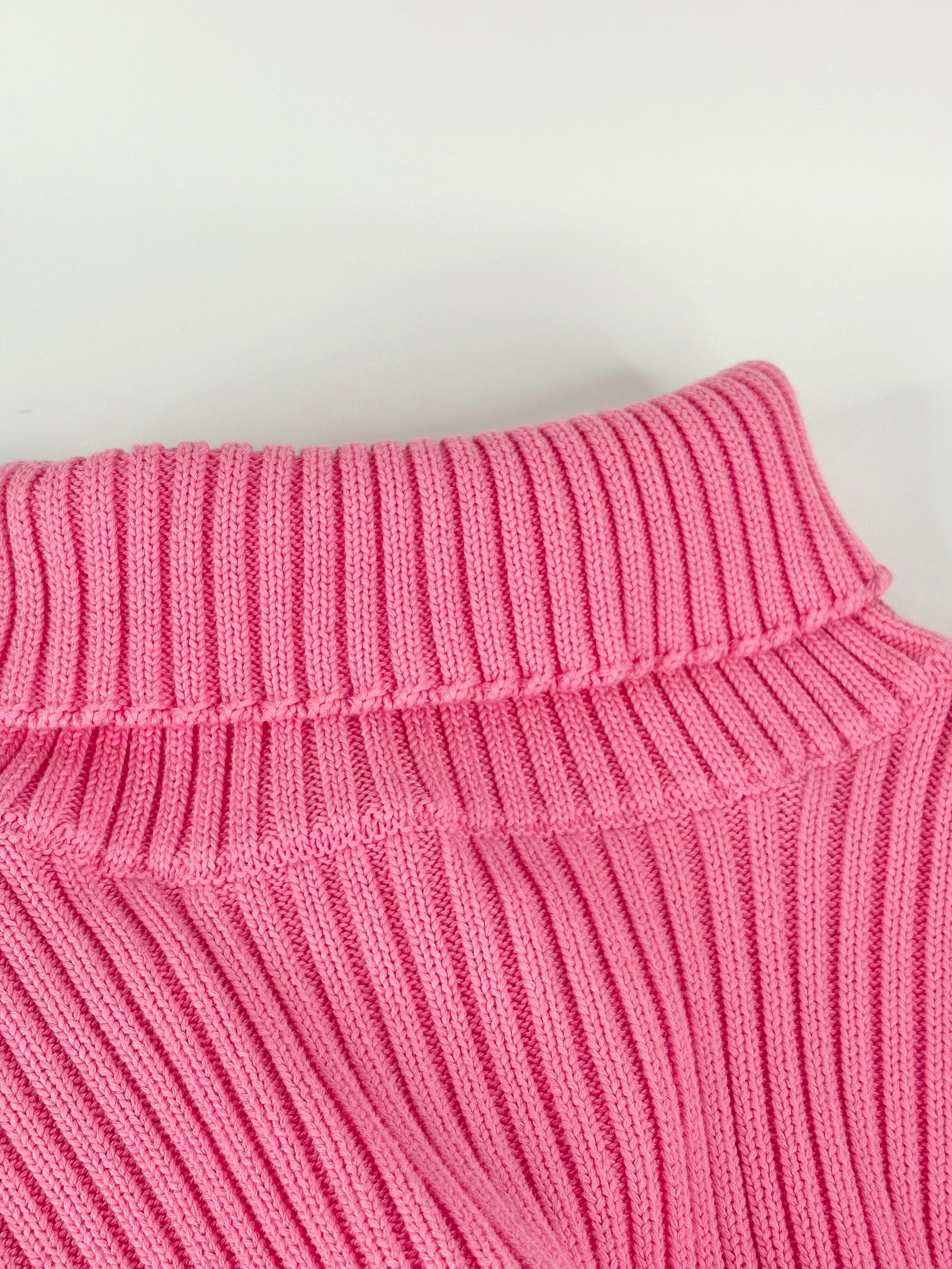 Balenciaga Pink Ribbed-Knit Logo Print Oversized Sweater - AU6/8