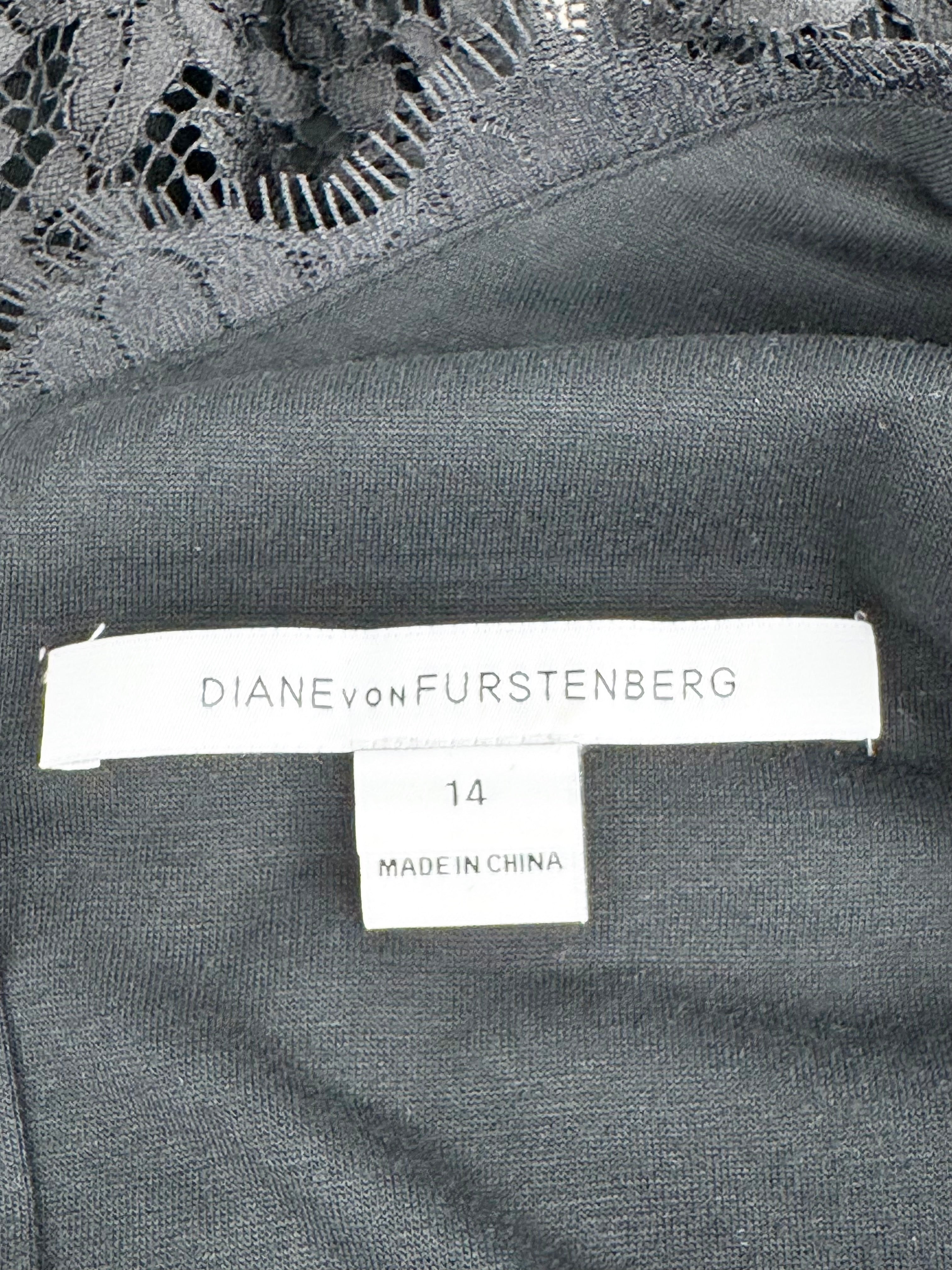 Diane Von Furstenberg Black Lace Dress - AU14
