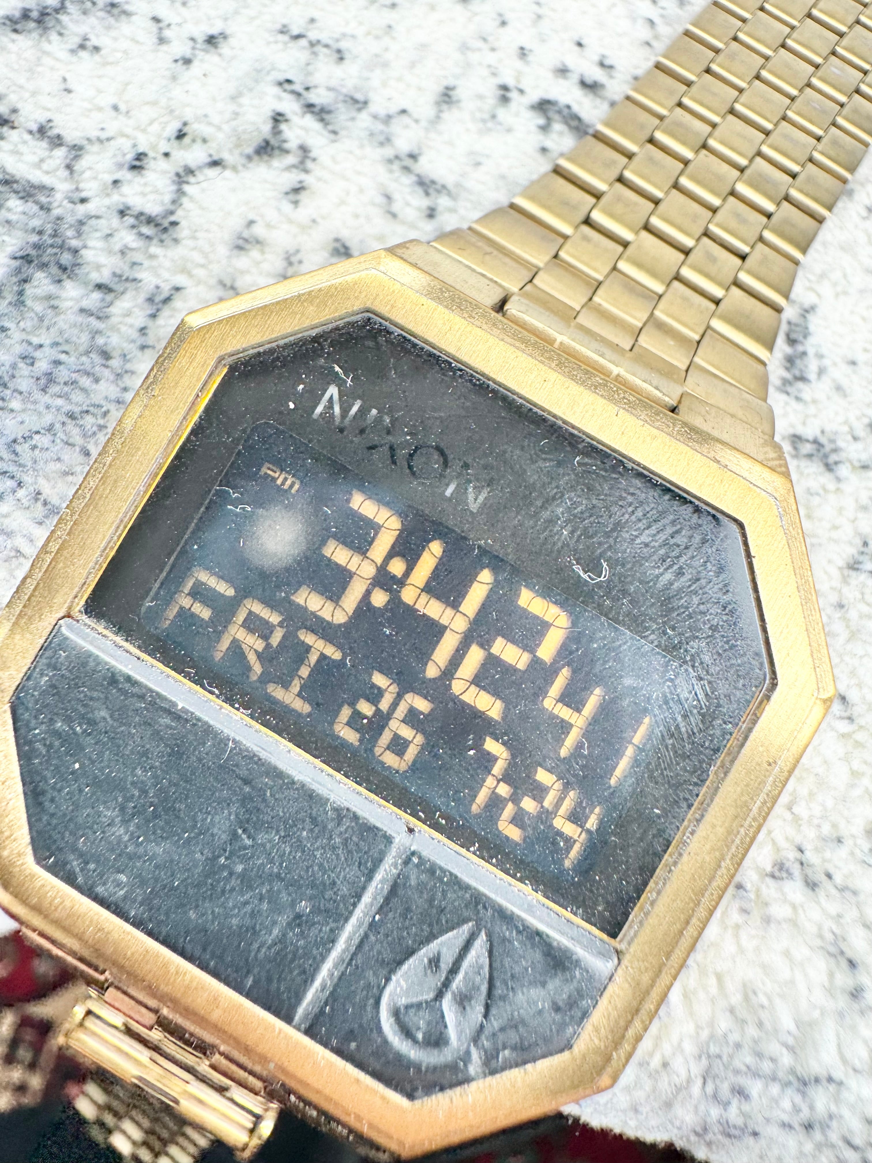 Nixon Gold Tone Black Face & Screen Robot Rock 'The Re-Run' Watch