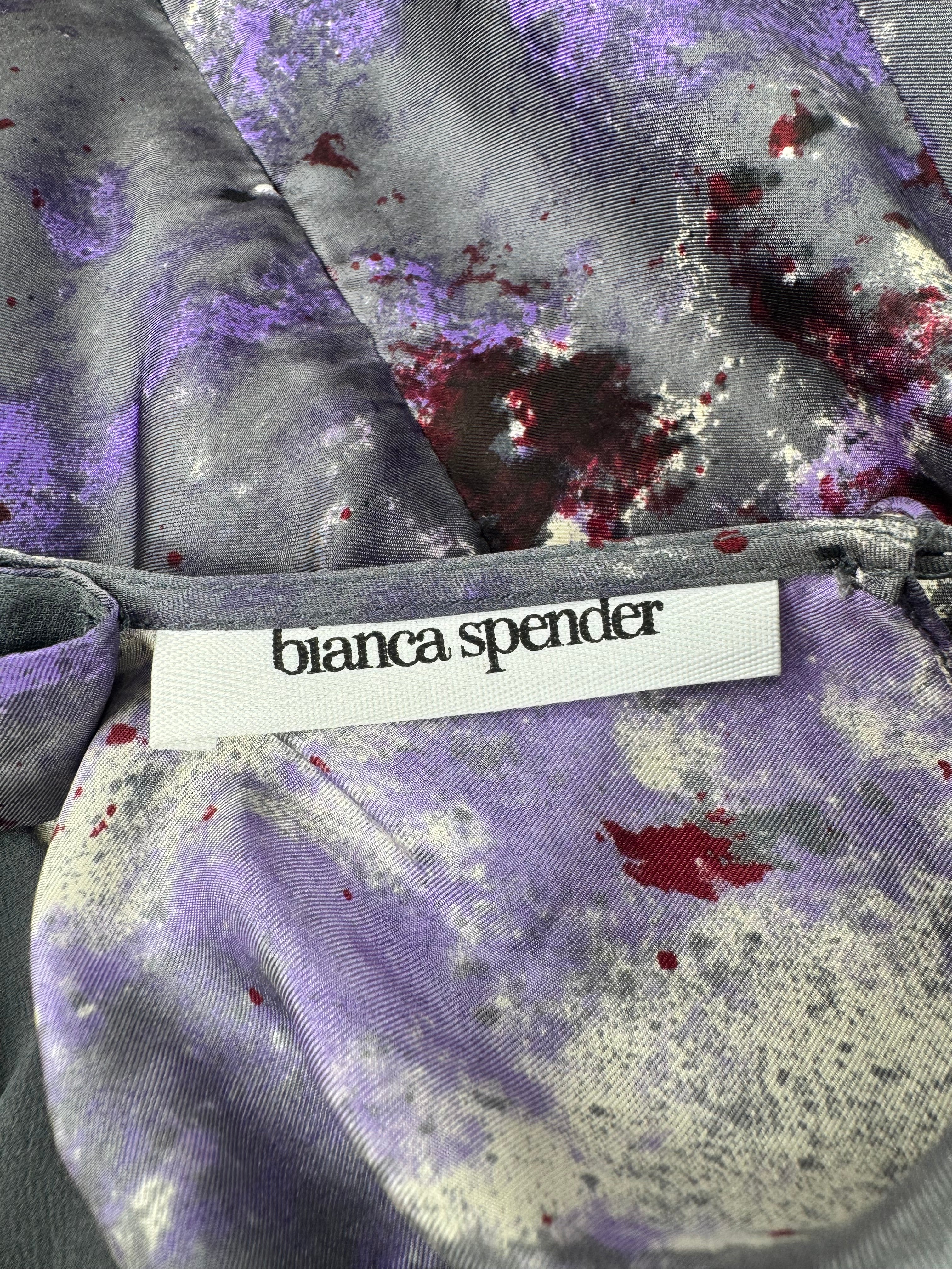 Bianca Spender Grey & Purple Silk Backless Cocktail Dress - AU6