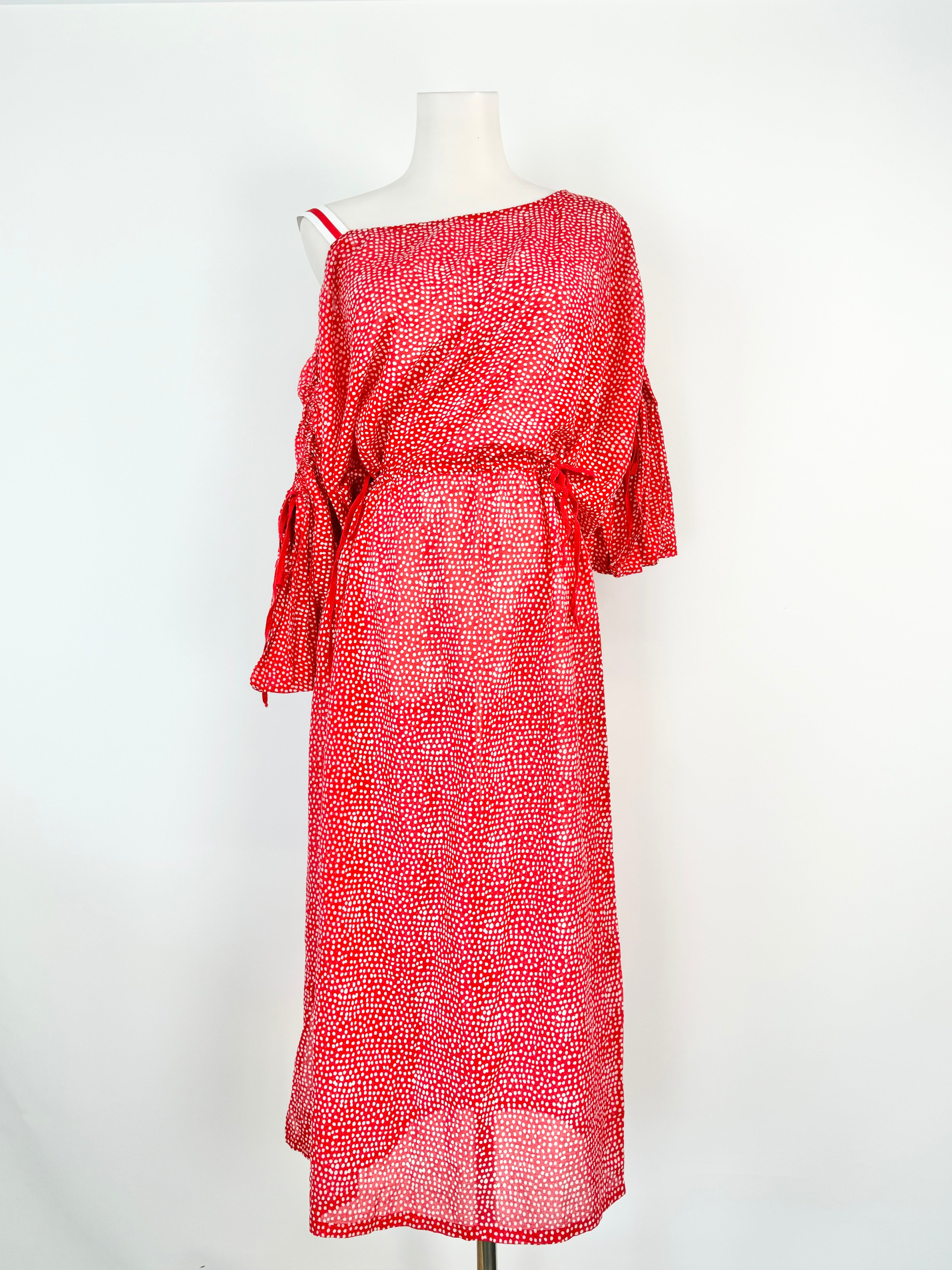Morrison Red & White Dotted Cotton Dress - AU10