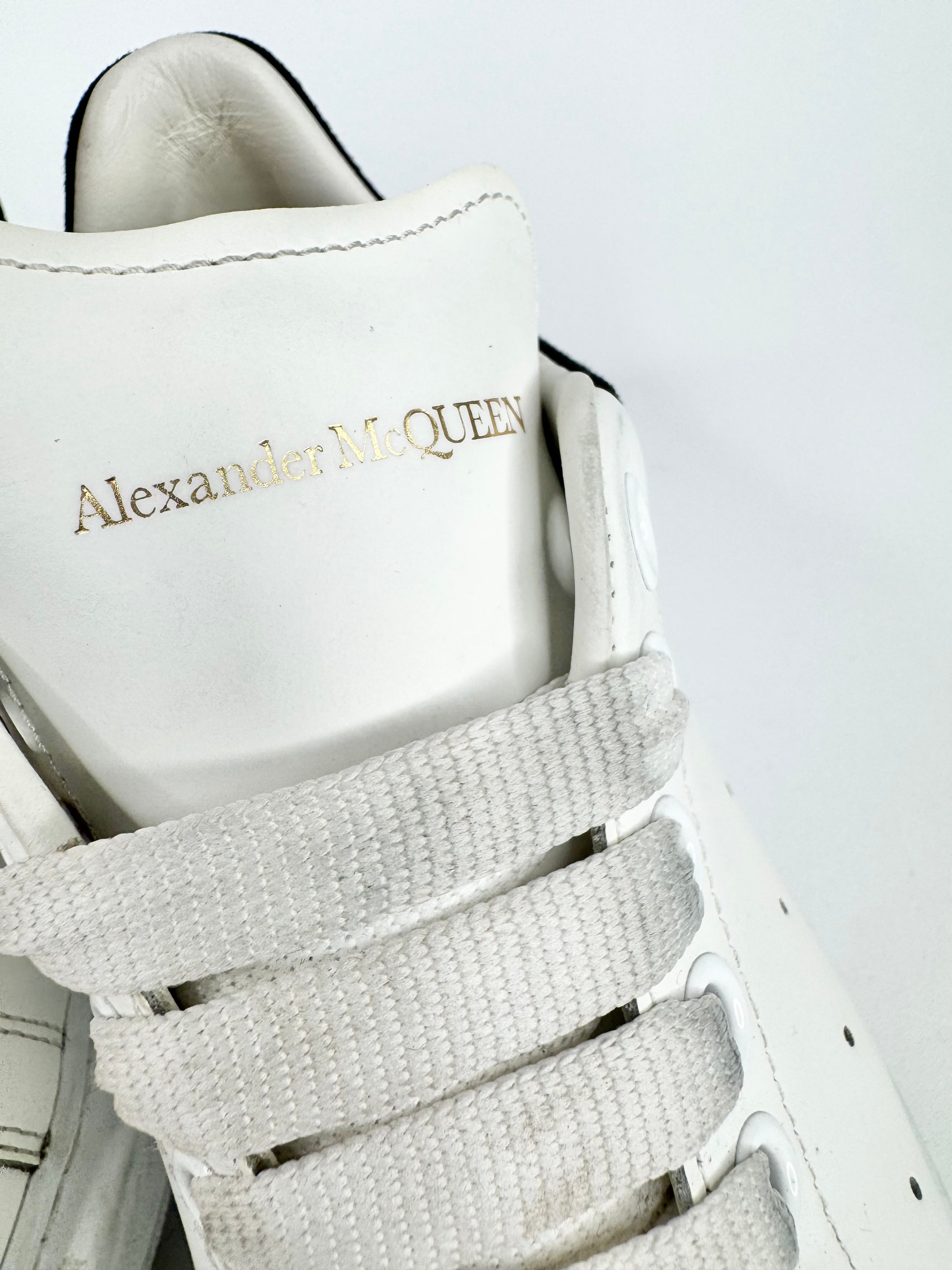 Alexander McQueen White Black Suede Trim Oversized Sneakers - EU37
