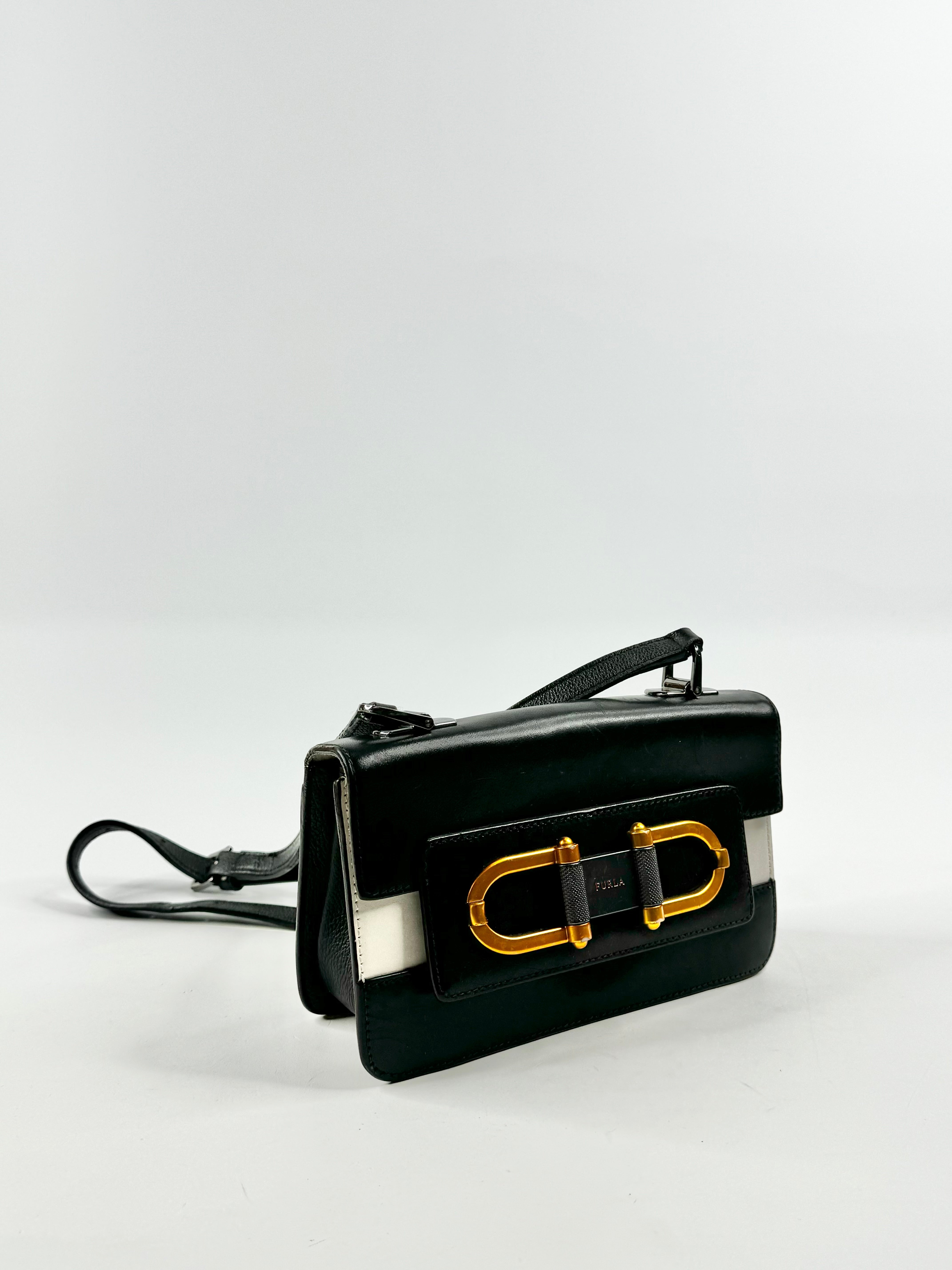 Furla Black & Cream Mini Cross Body Bag