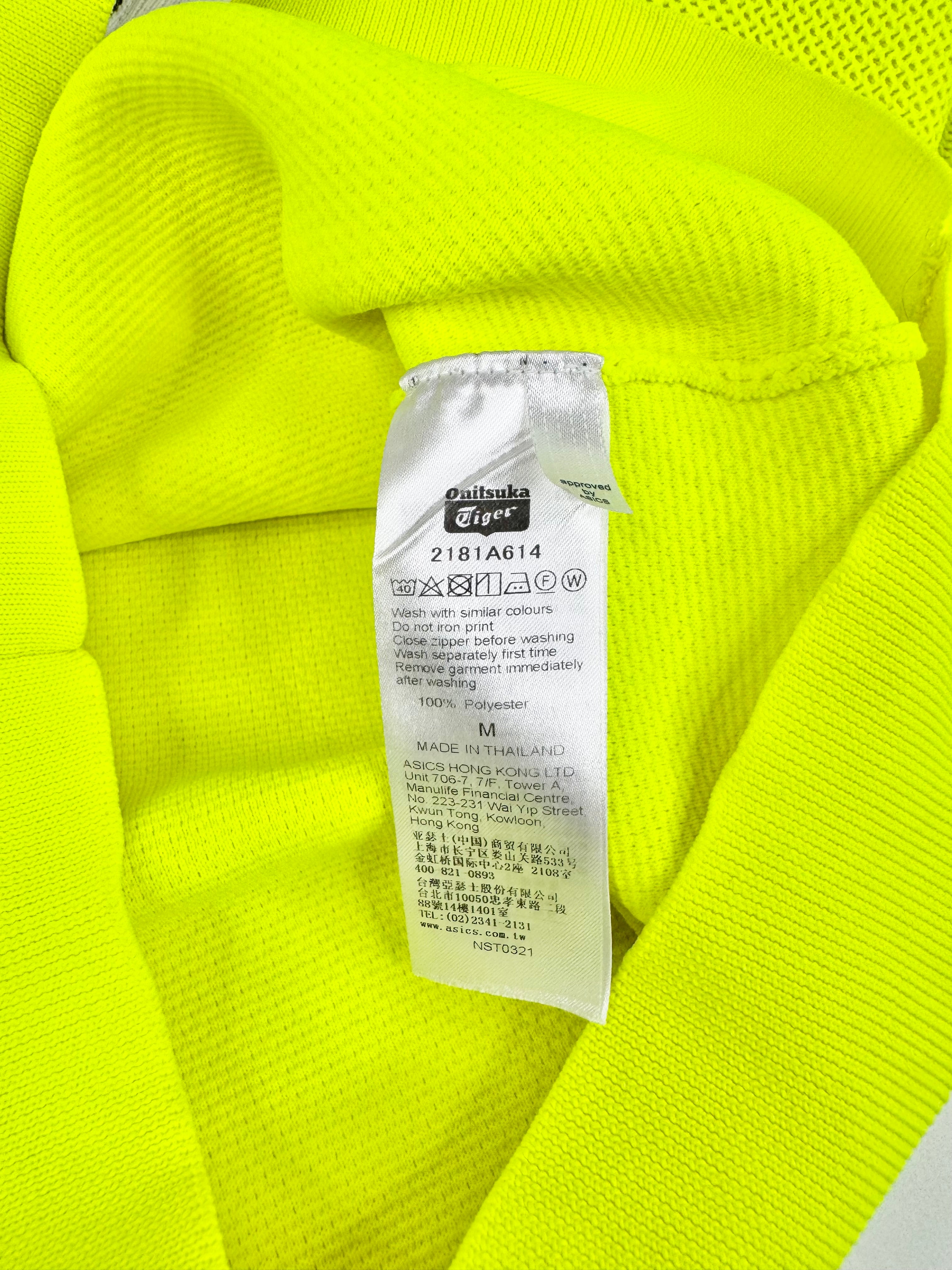 Onitsuka Tiger Flurecent Lime Green Zippered Jacket - Size M