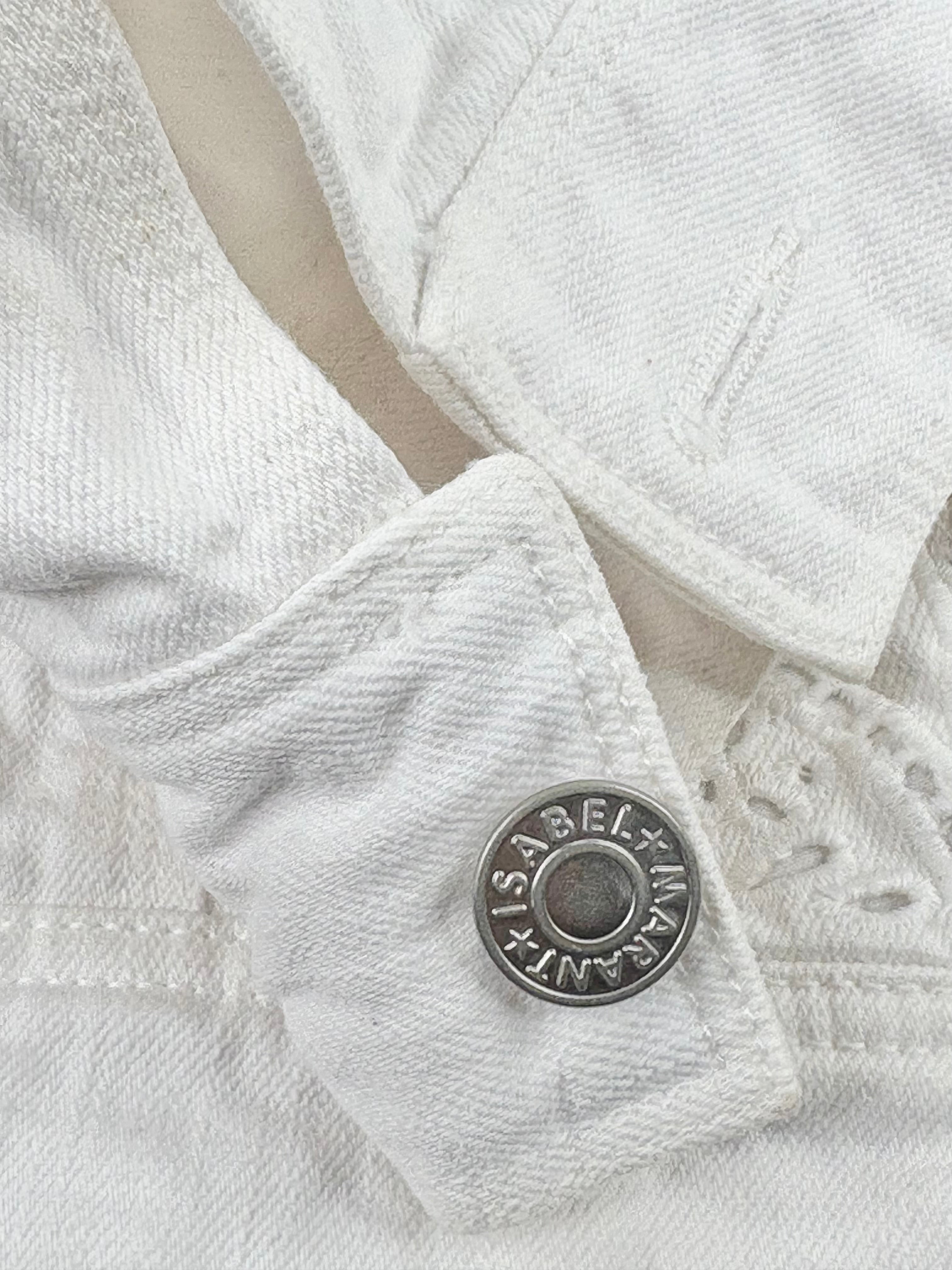 Isabel Marant White 'Rena' Broderie Denim Jacket - AU12