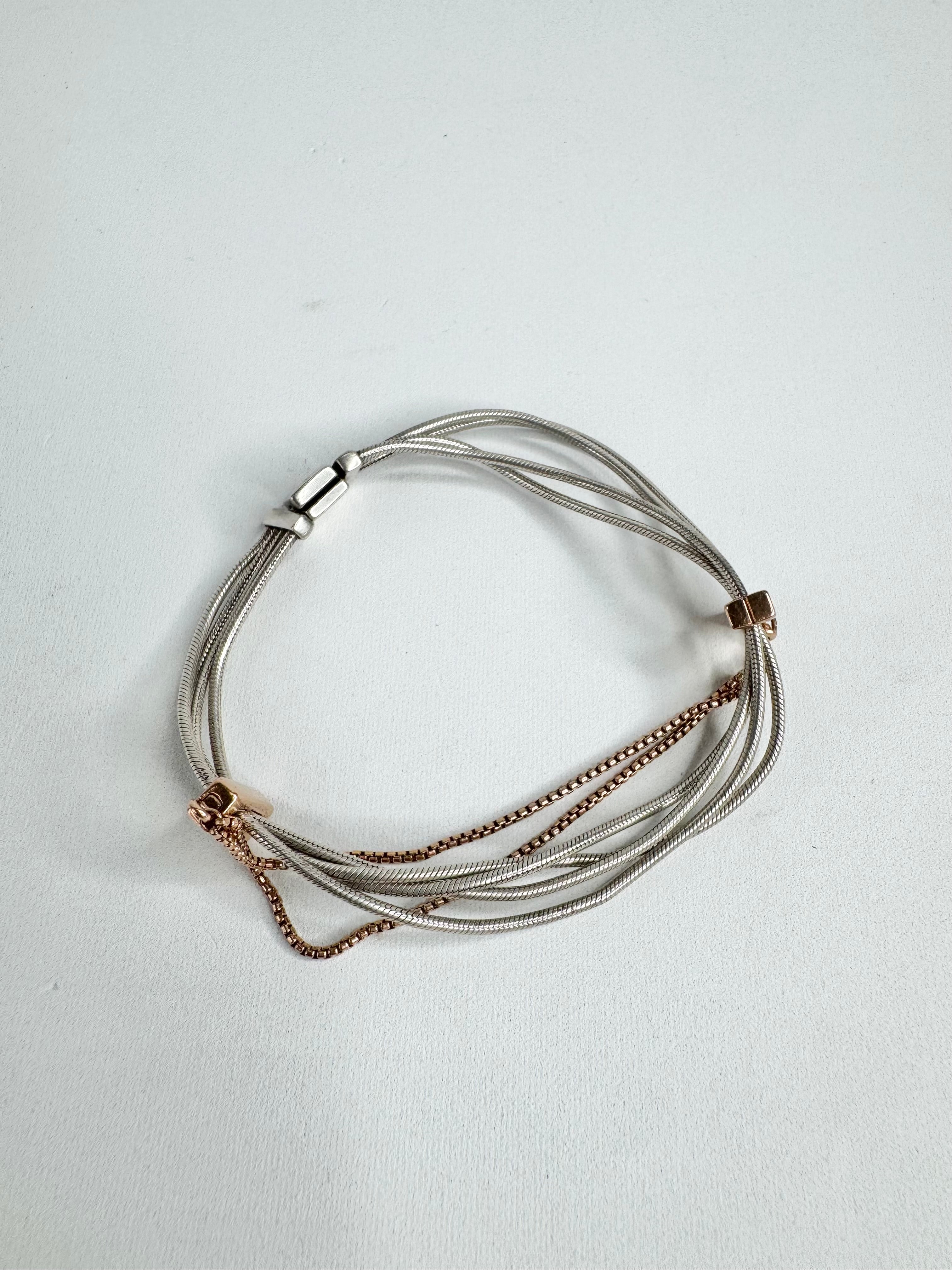Pandora Moments Multi Sake Chain Bracelet with Rose Gold Plated Sliders
