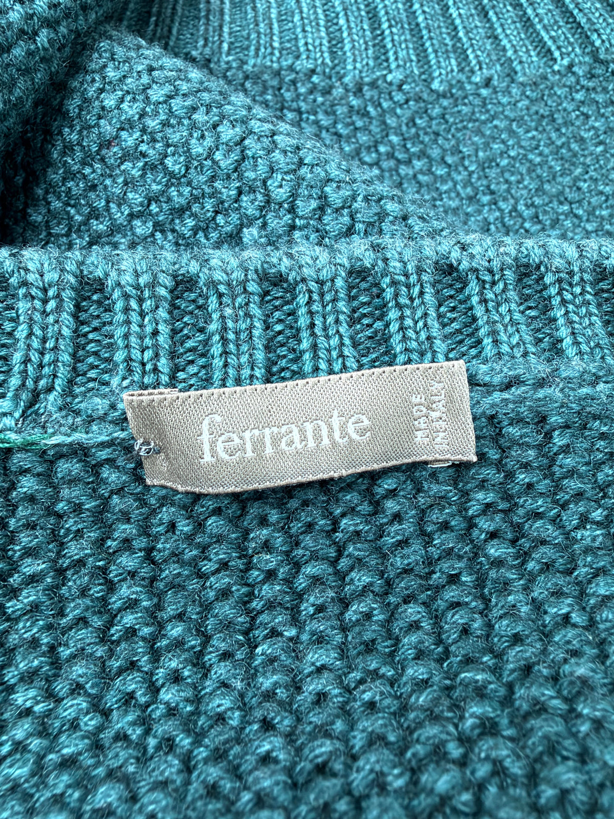 Ferrante Pine Green Wool Fisherman Sweater - S