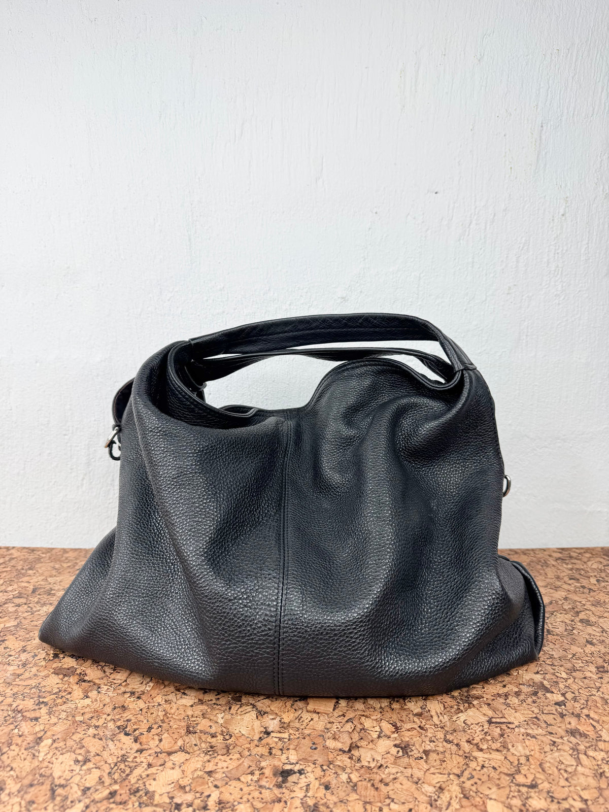 Furla Black Grained Hobo Bag
