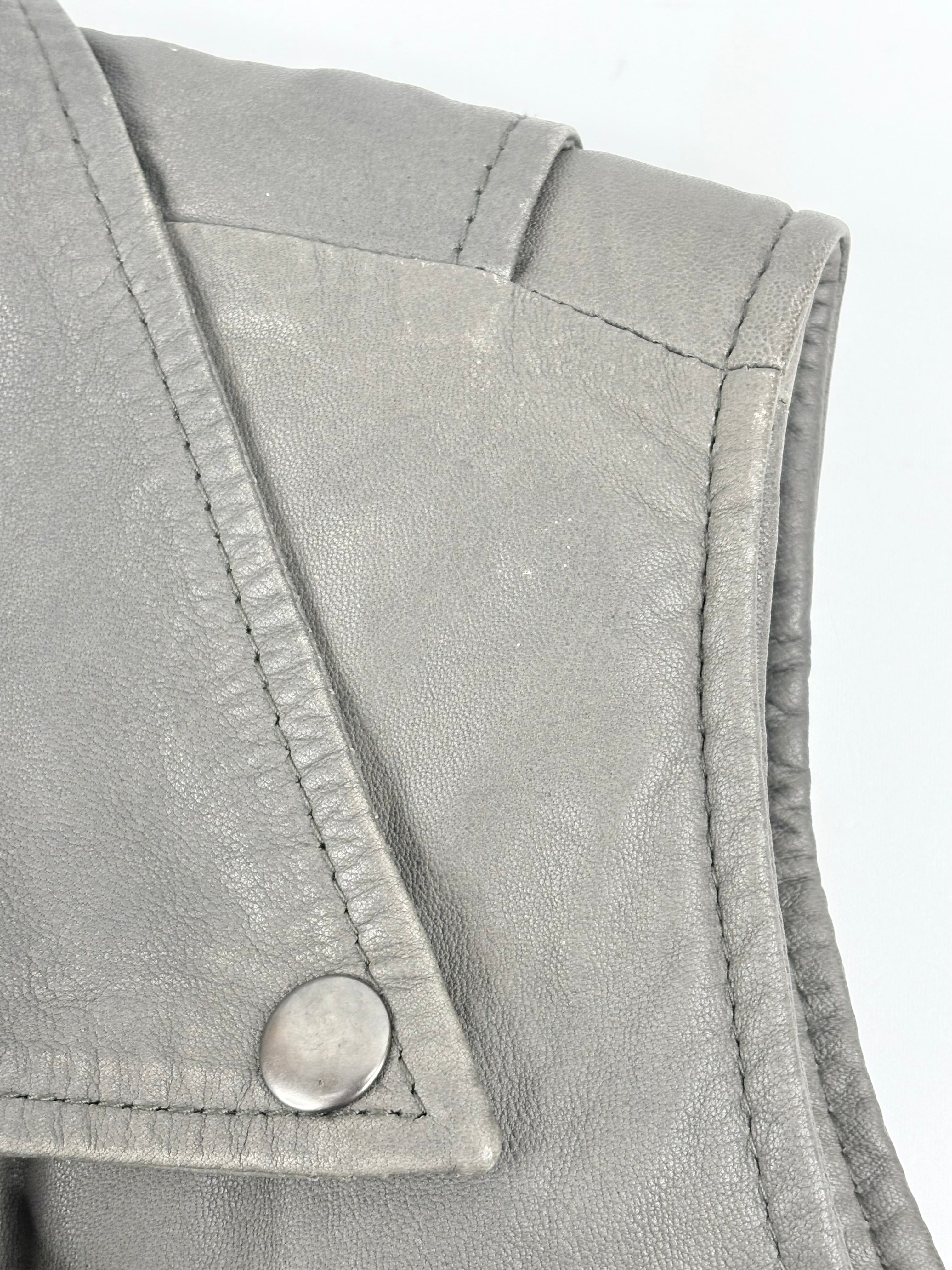 Maje Charcoal 'Etrille' Sleeveless Leather Jacket - AU10