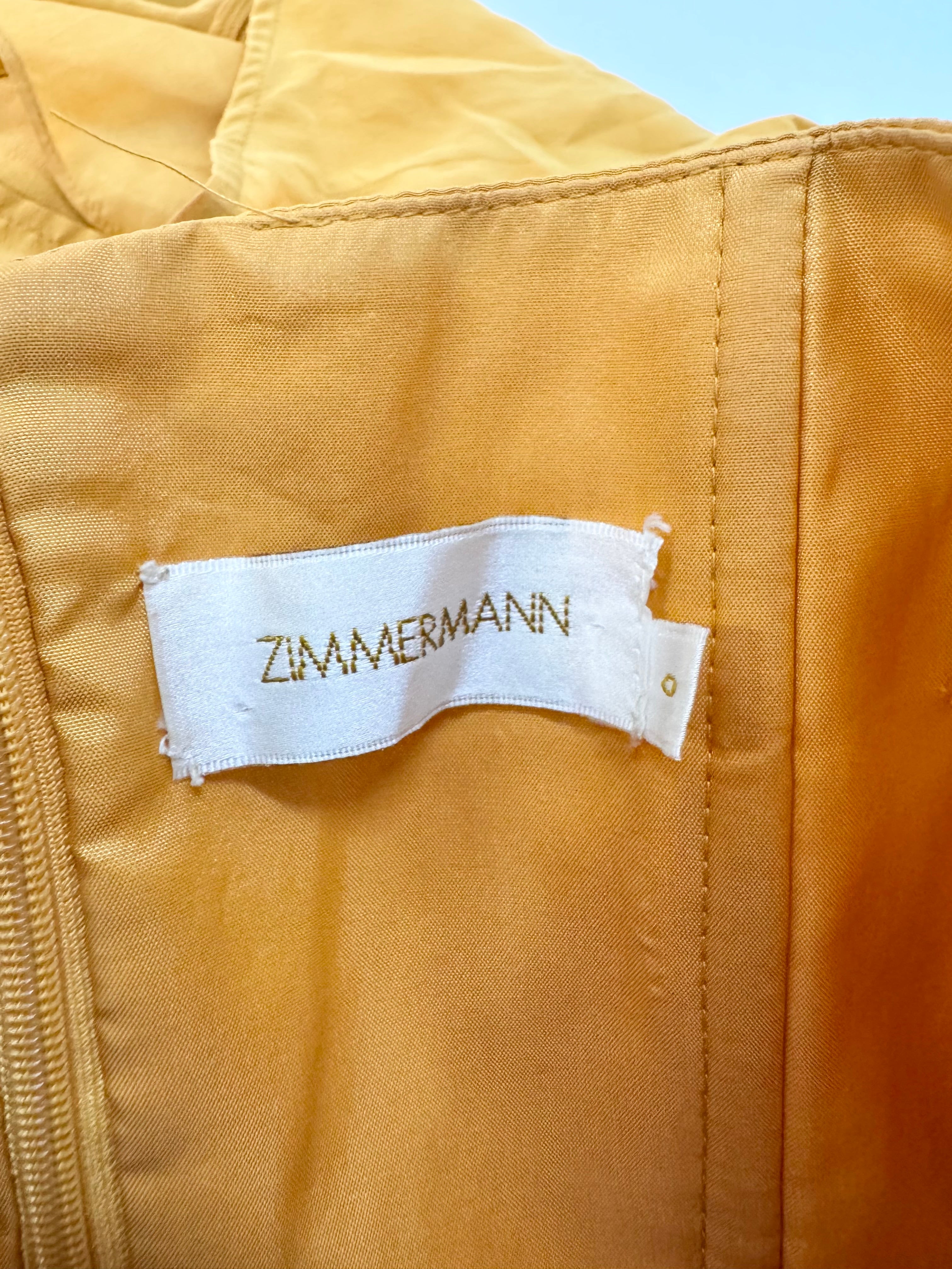 Zimmermann Marigold Draped Silk Mini Dress - AU6/8