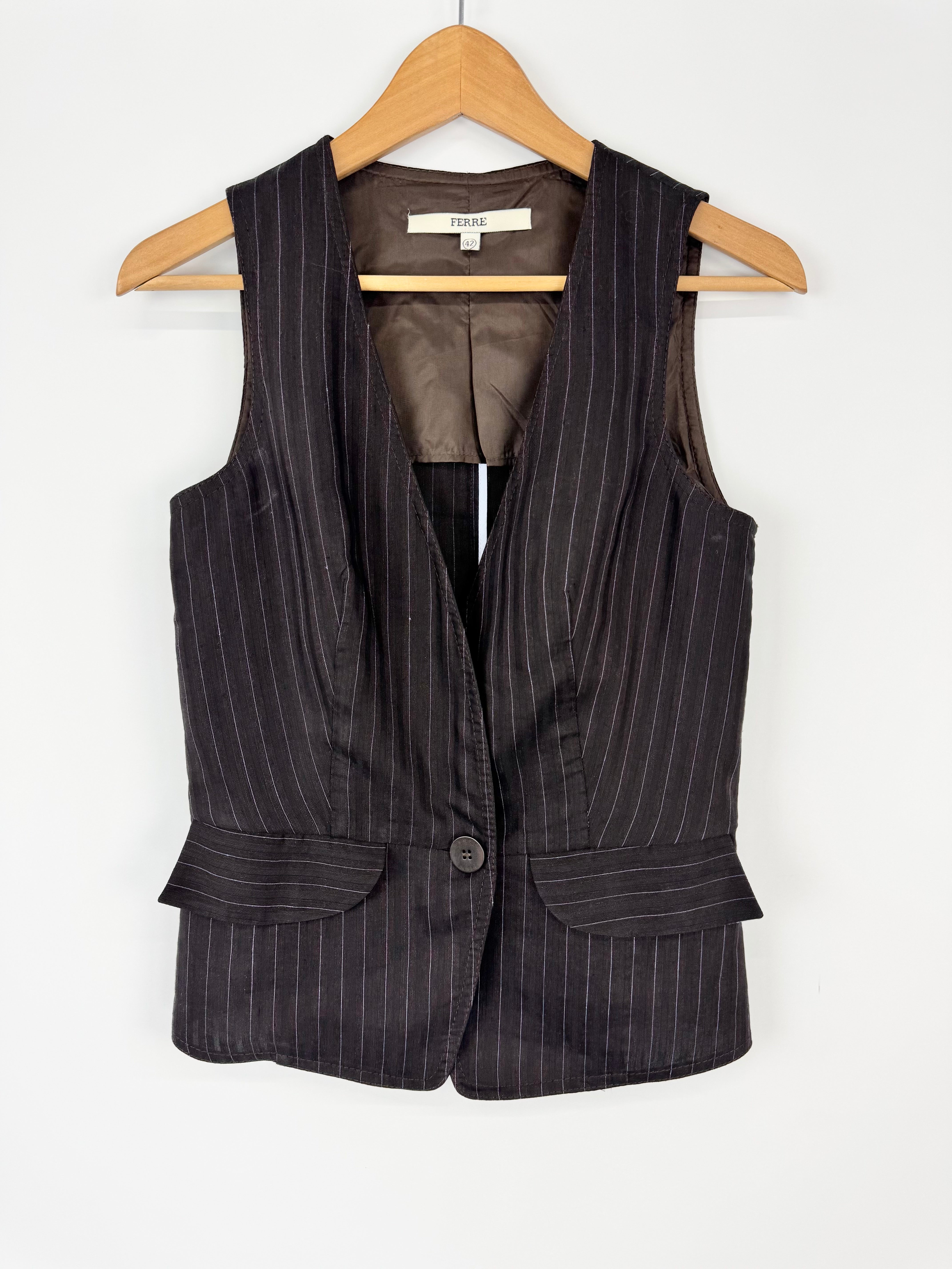 Ferre Black & Blue Pinstriped 3 Piece Suit - AU10