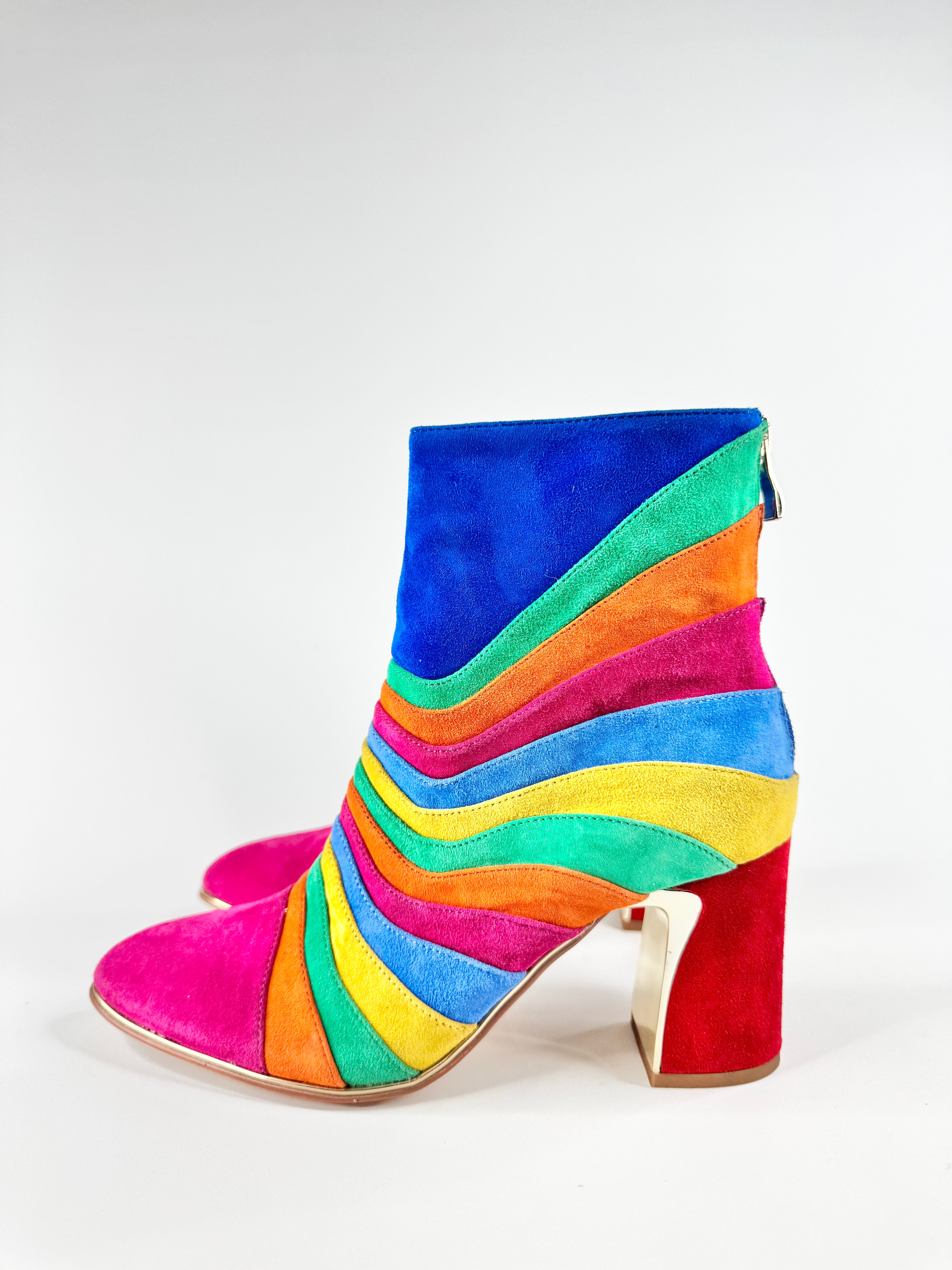 Django & Juliette 'Kattat' Bright Multi Suede Ankle Boots - EU36