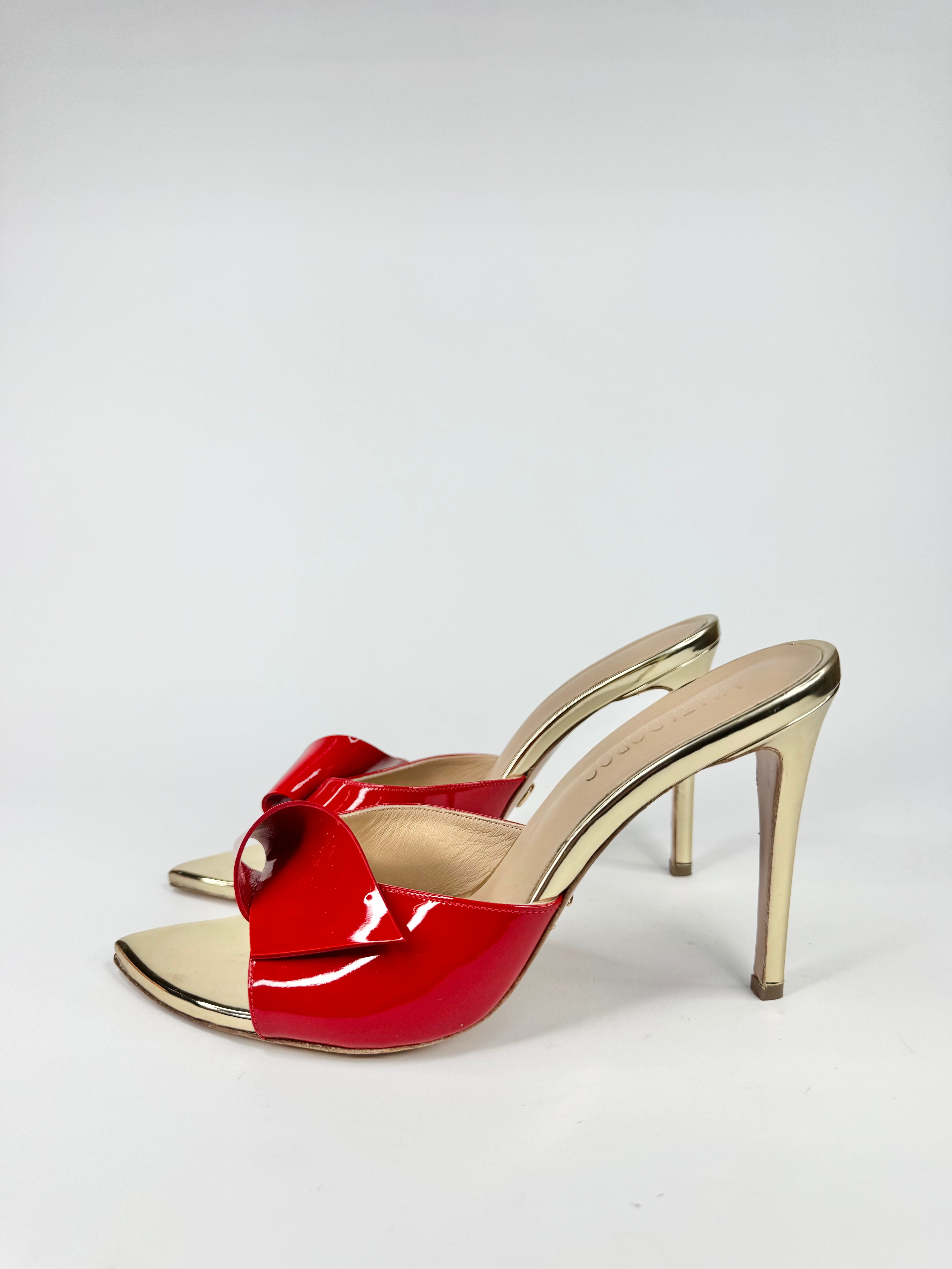 Valtadoros Crimson & Gold Slip-On Mules - EU41