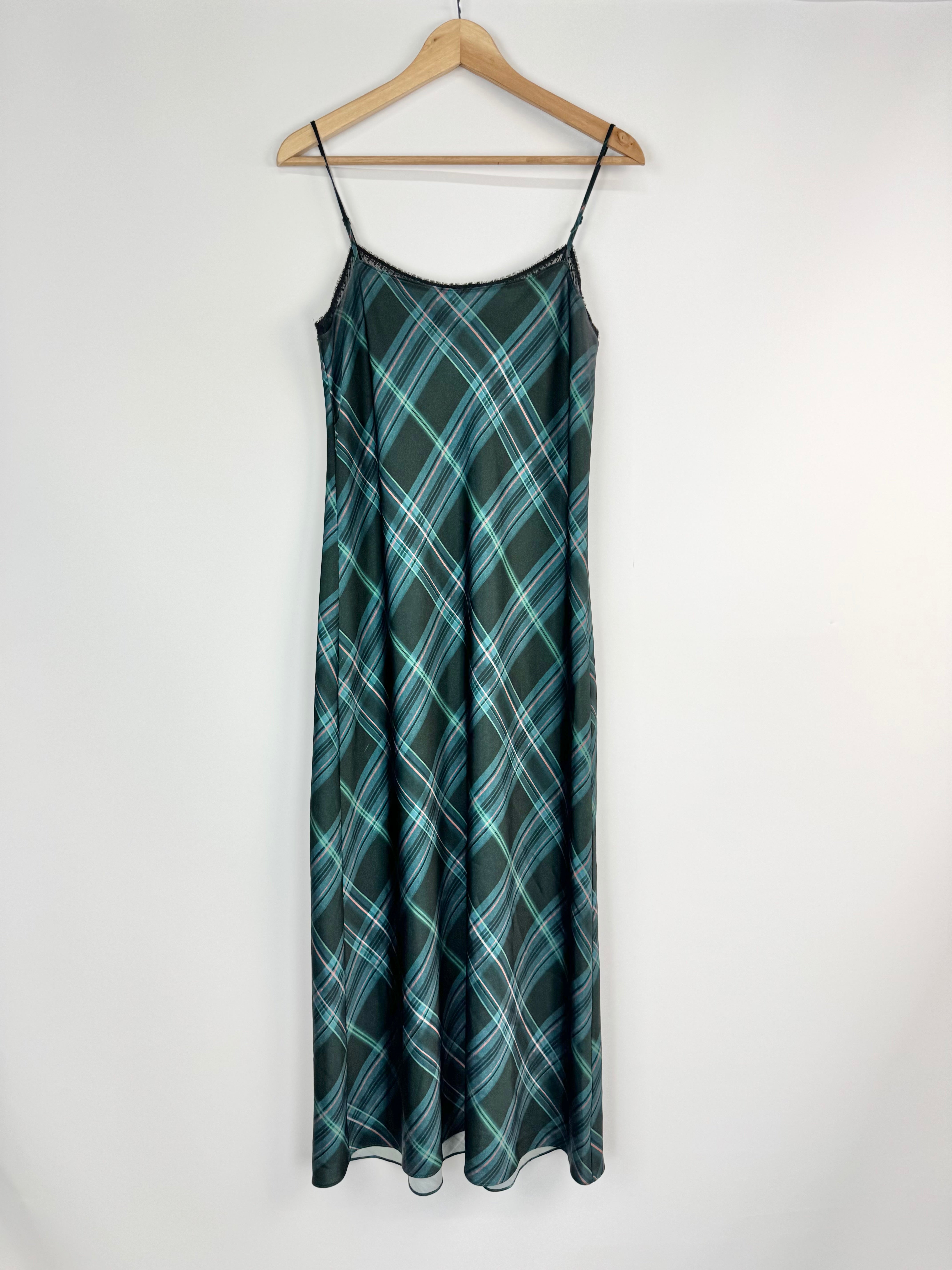Vince Green Plaid Slip Dress - AU8/10