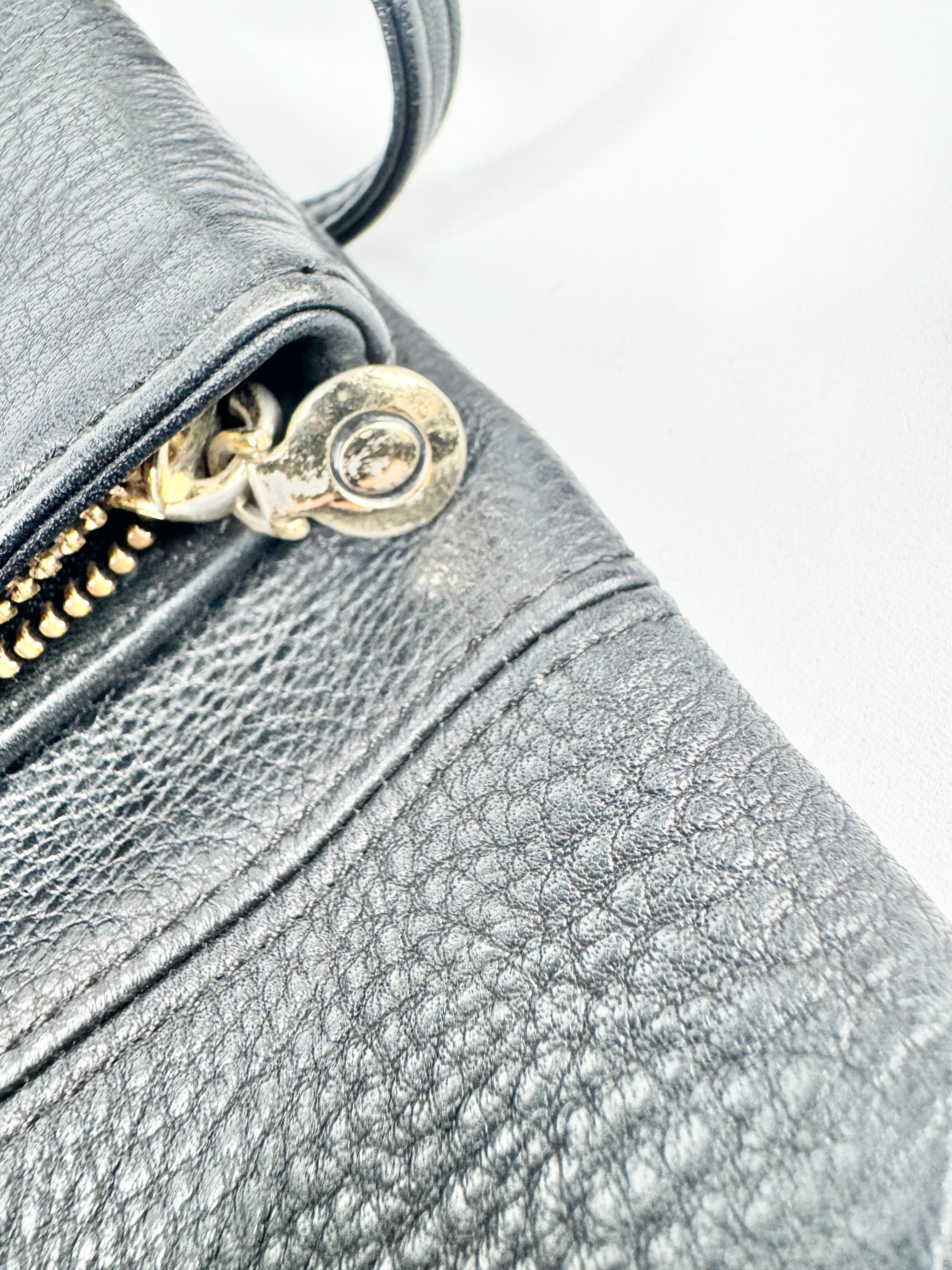 Oroton Black Leather Clutch Bag with Attachable Long Handle