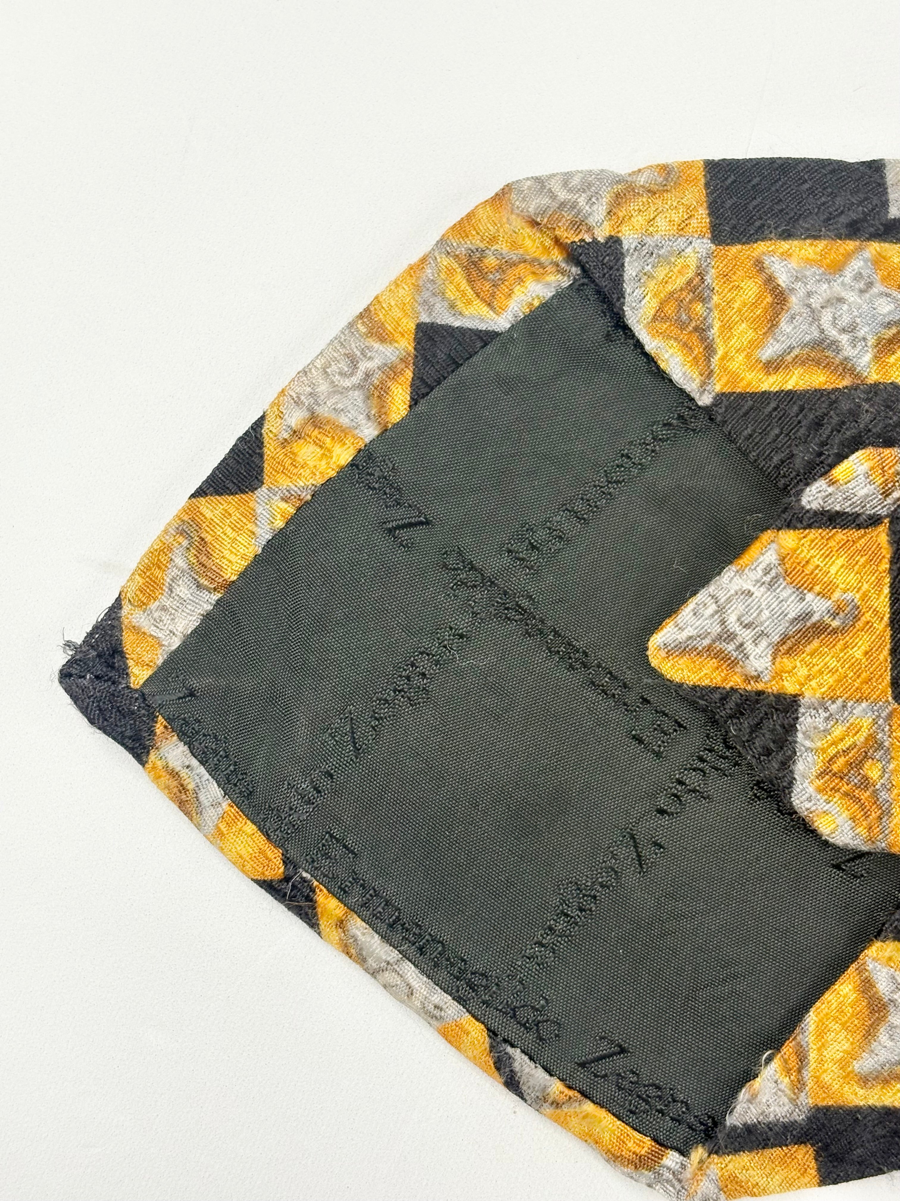 Ermenegildo Zegna Black & Gold Checkered Star Silk Tie
