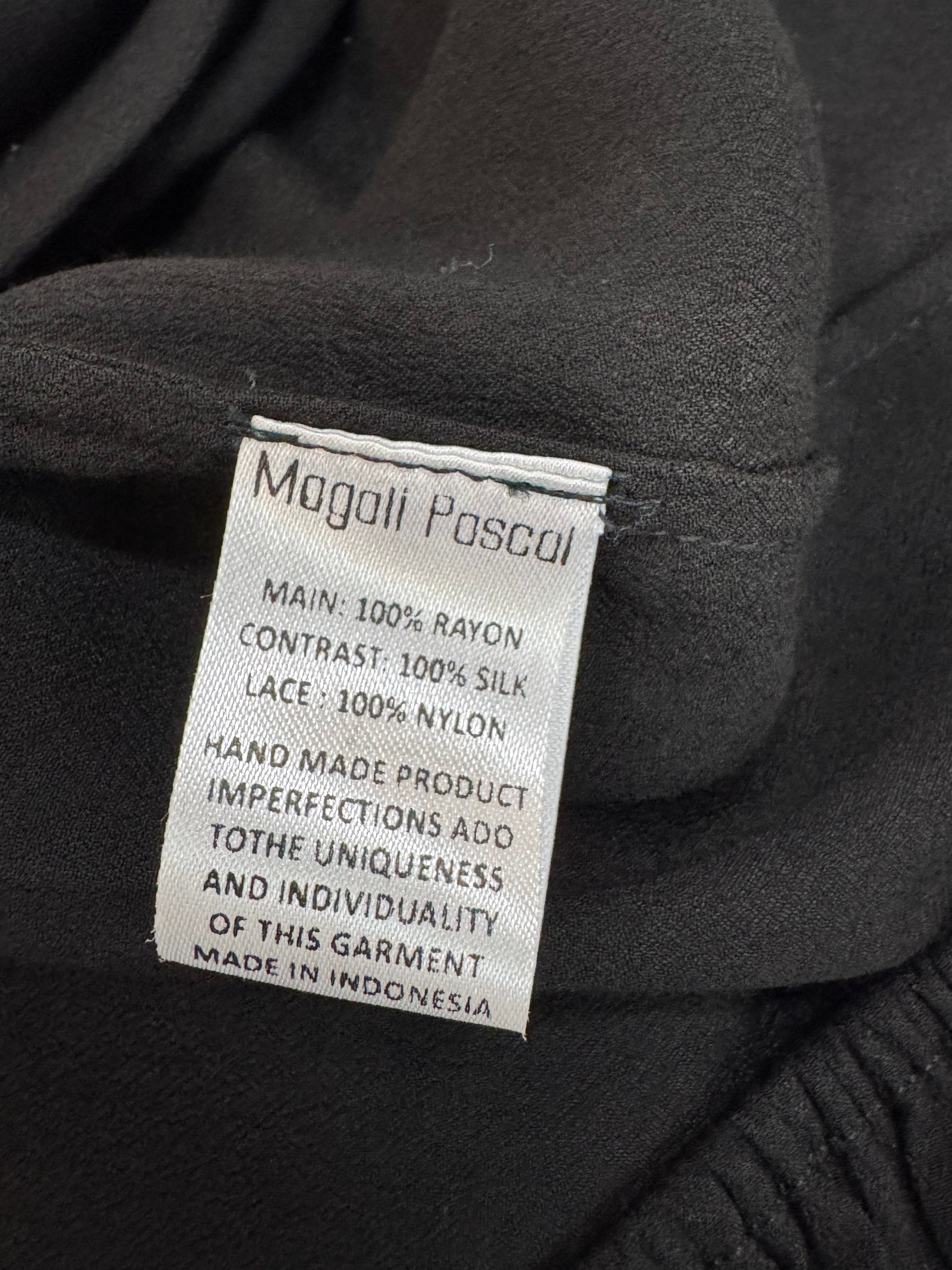 Magali Pascall Black Lace Draped Blouse - AU10