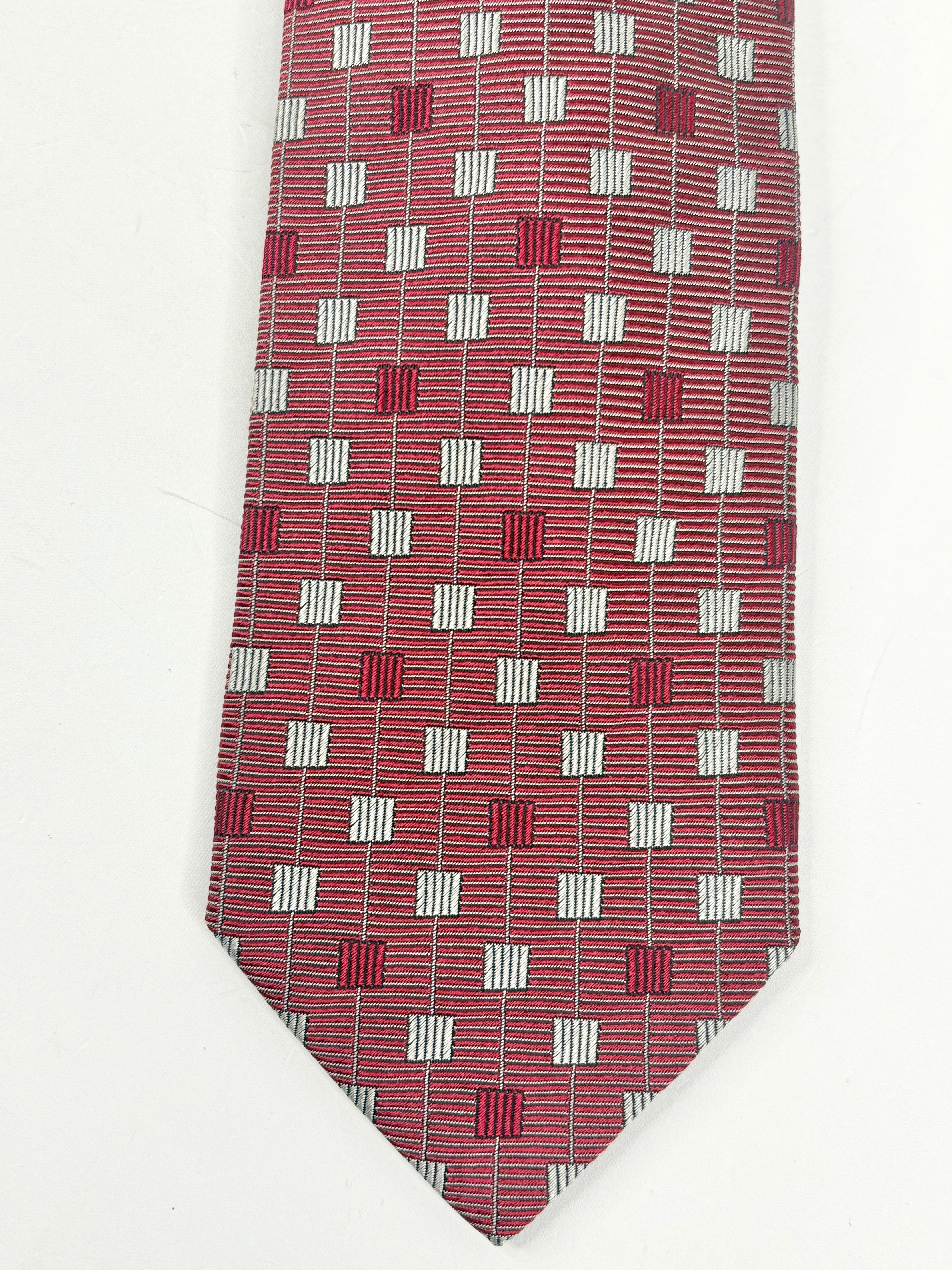 Giorgio Armani Maroon Geometric-Pattern Silk Tie