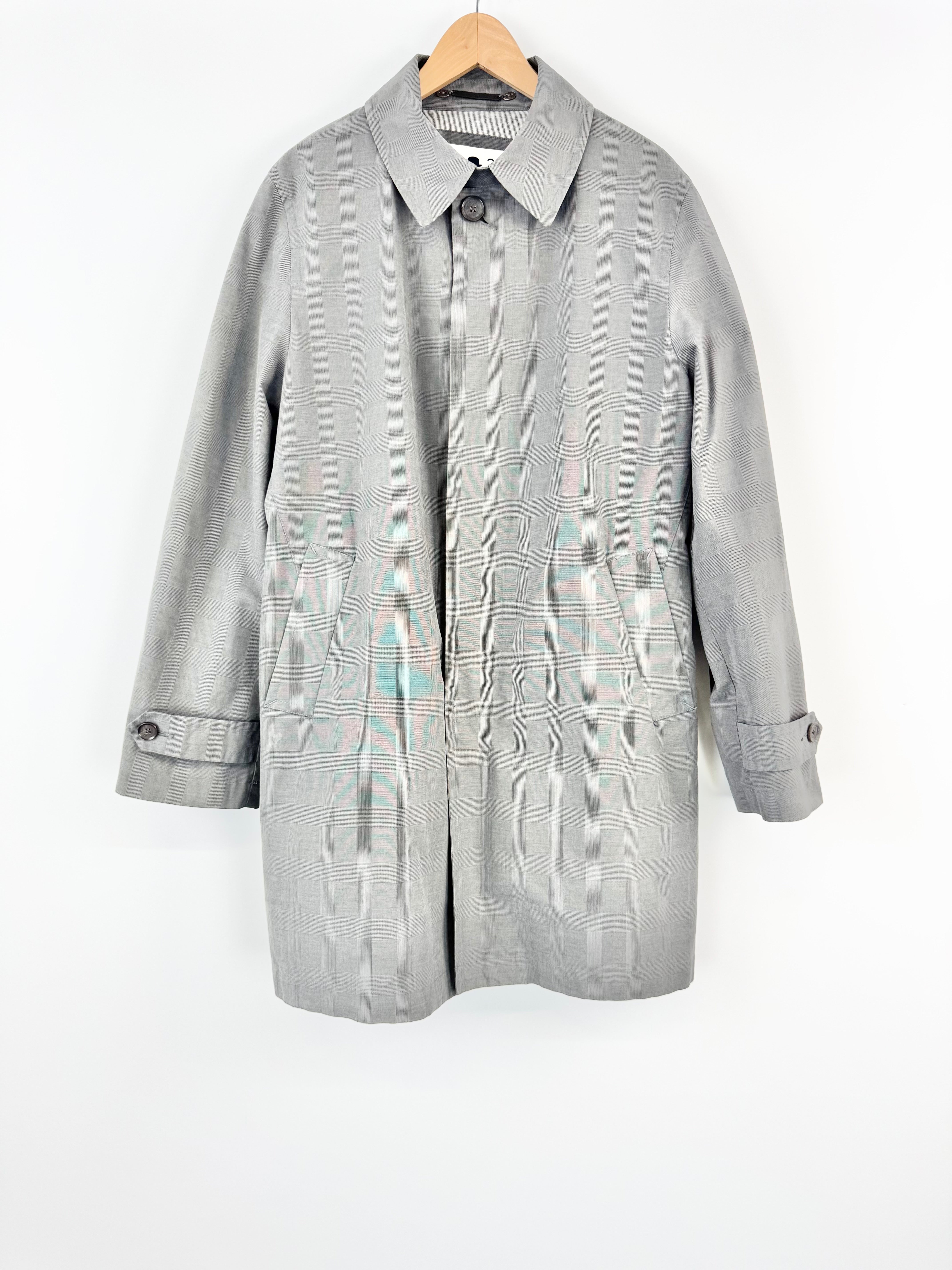 Hackett London Ash Grey Glen Plaid Pea Coat - M