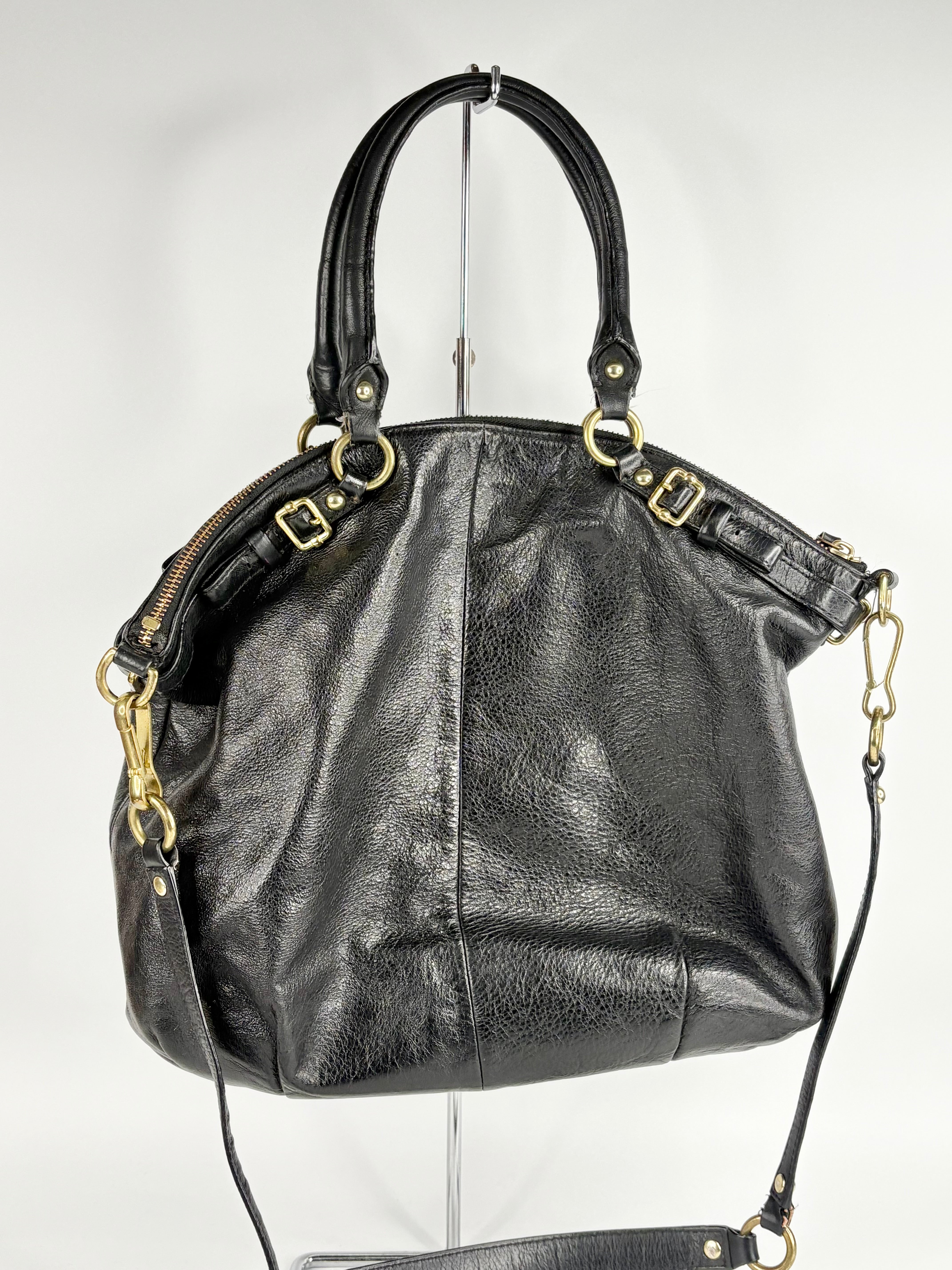 Coach Black Leather Bucket-Style Handbag