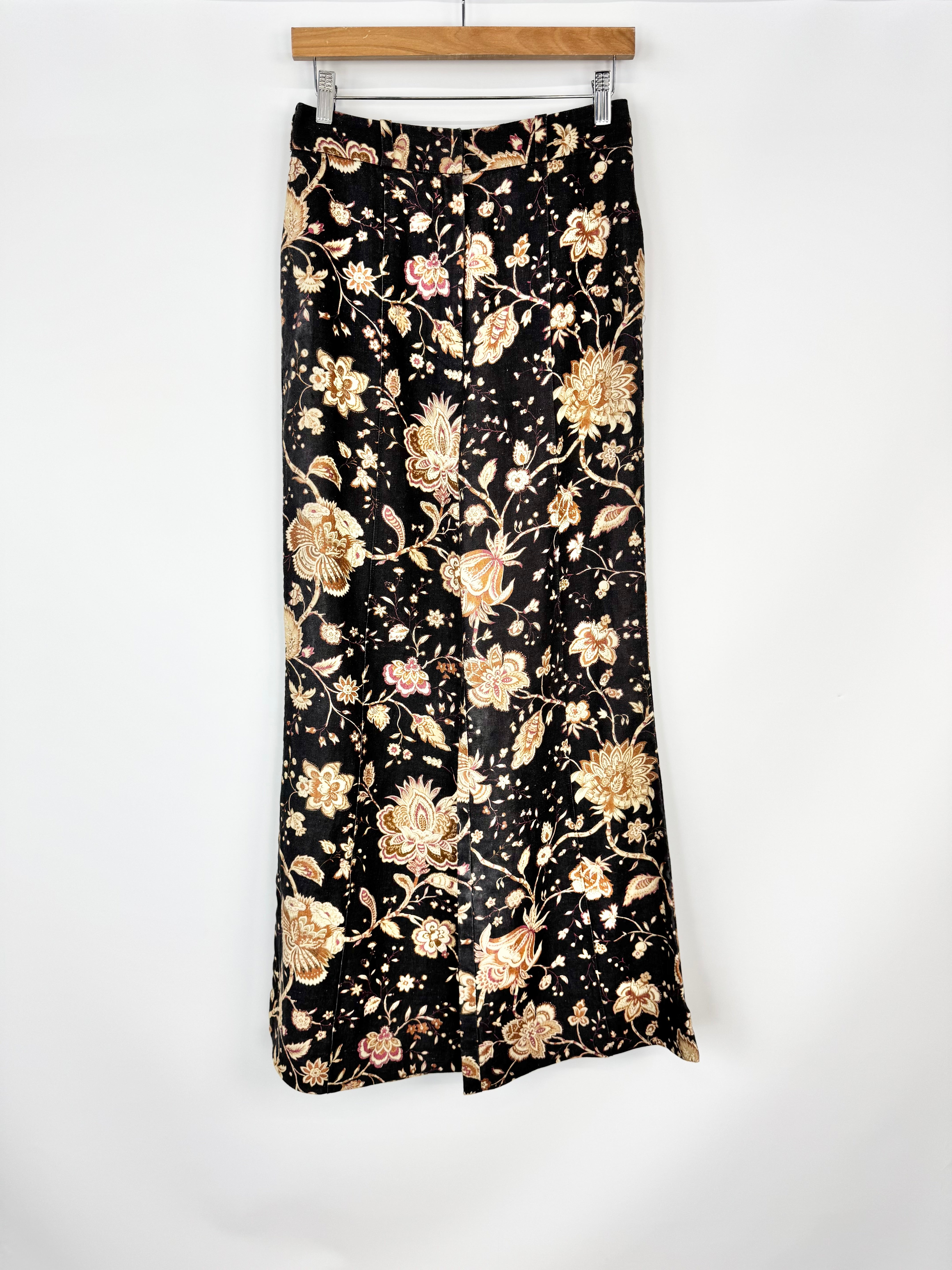 Zimmermann Navy Floral Linen Wide Leg Trousers - AU8/10