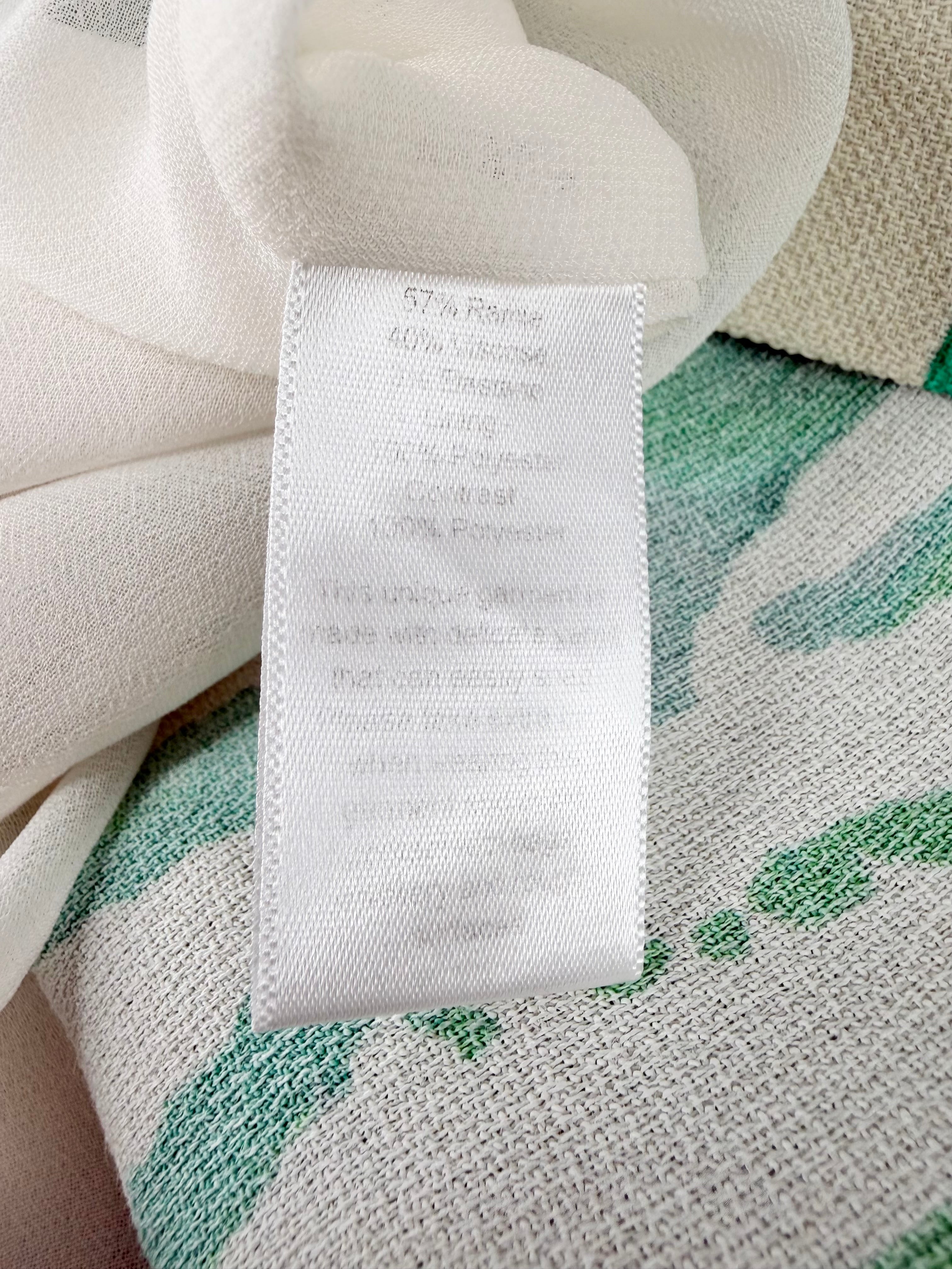 Anna Thomas Cream & Green Leaf Pattern Ramie Blend Dress - AU6/8